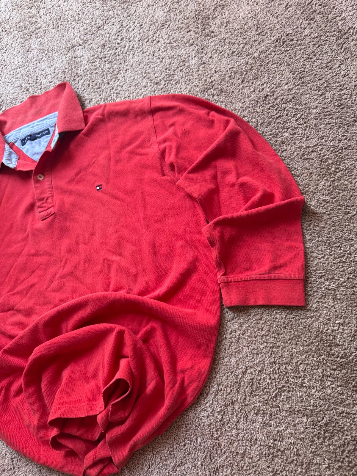 Tommy Hilfiger Red Long Sleeve Vintage Y2K Polo Shirt Size L Made in France – Tommy Hilfiger – taille L 3
