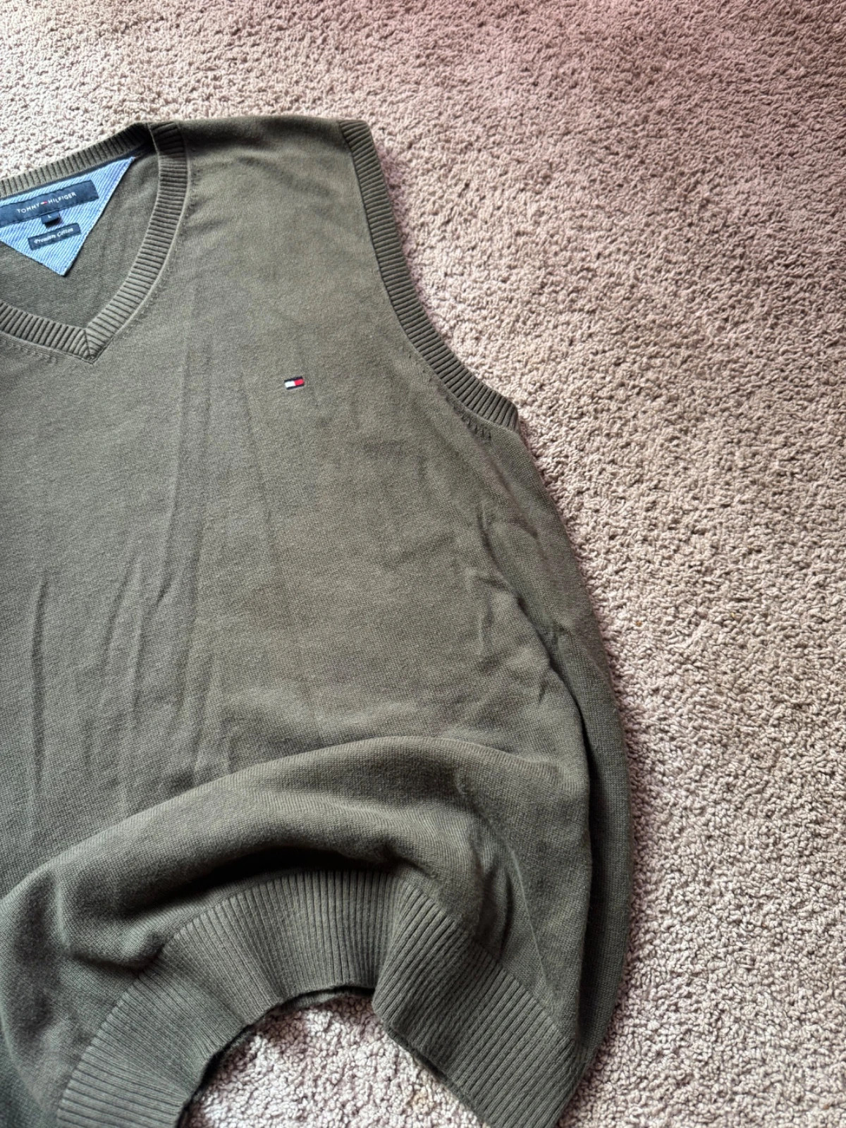 Tommy Hilfiger Knit Sweater Vest Vintage Y2K- Olive Green - Size L (Premium Cotton) – Tommy Hilfiger – taille L 3