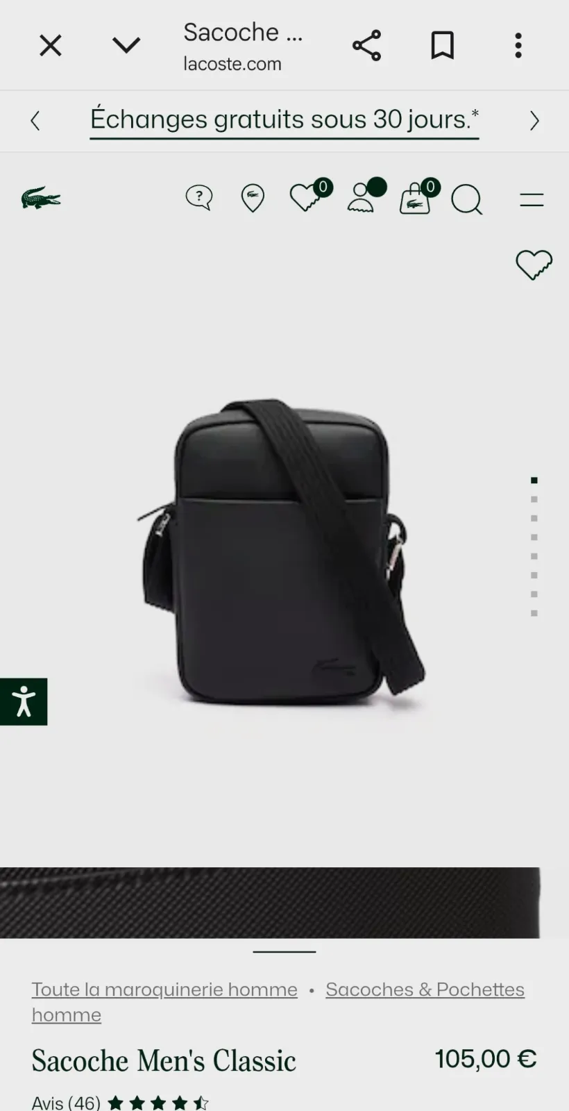 Sacoche Lacoste noir – Lacoste – taille Taille unique 3