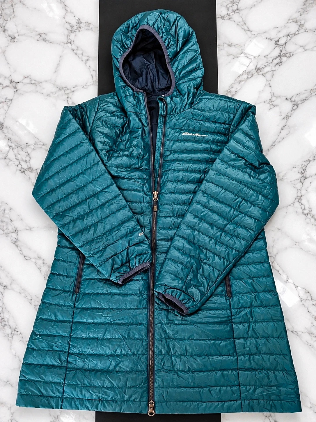 Doudoune longue Eddie Bauer EB650 Femme – Bleu pétrole – Taille L