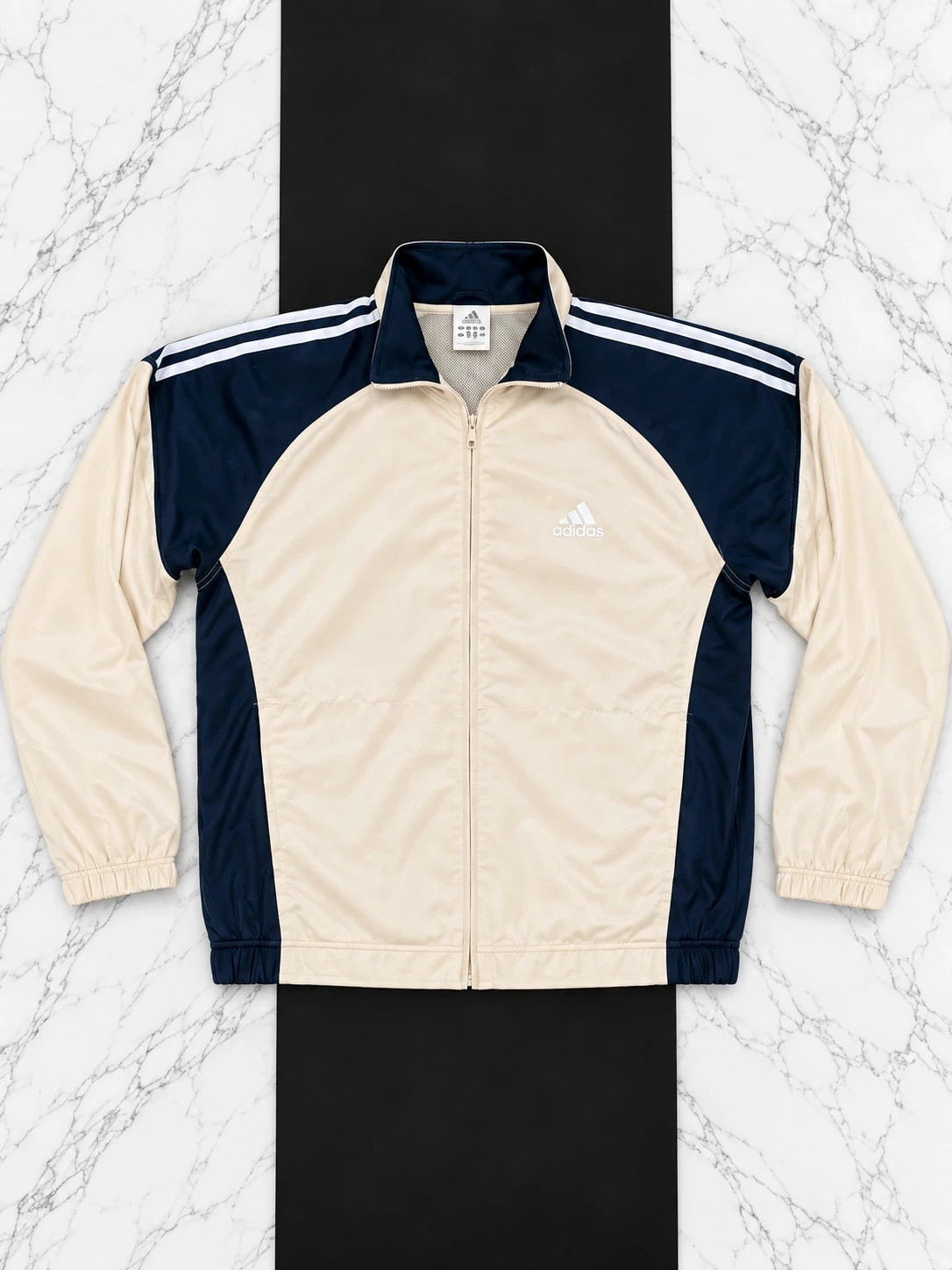 Adidas Vintage 2003 Track Jacket – Veste rétro Y2K – Crème & Bleu Marine – Taille L – adidas – taille L 4