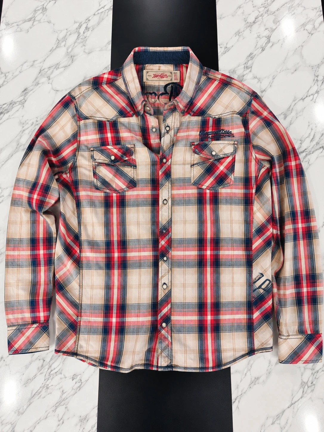 Chemise Kaporal homme à carreaux – XXL – broderies dos style vintage