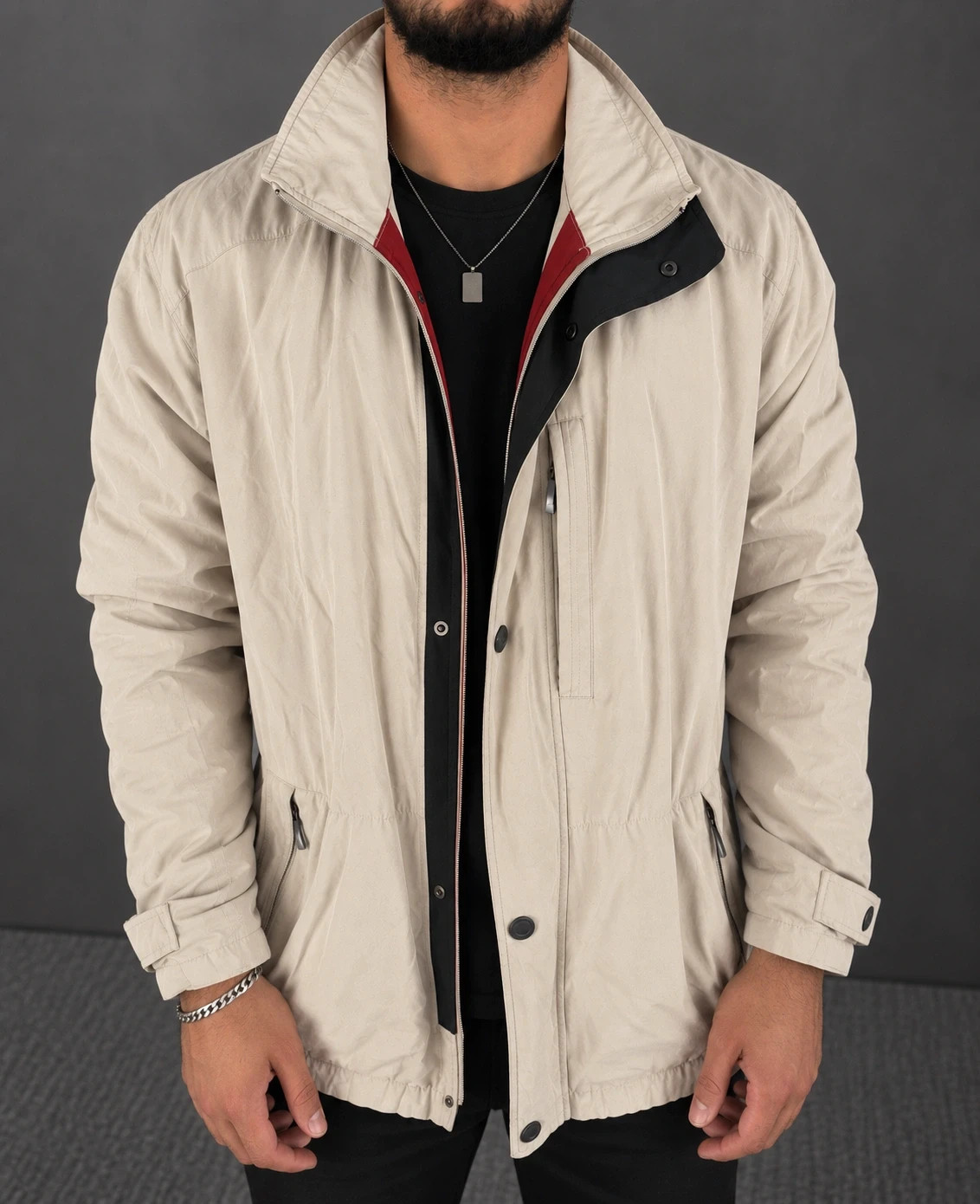 Veste Jacques Heim beige homme – Taille XL – Taille 56 Vintage doublure bordeaux – Jacques Heim – taille XL 2