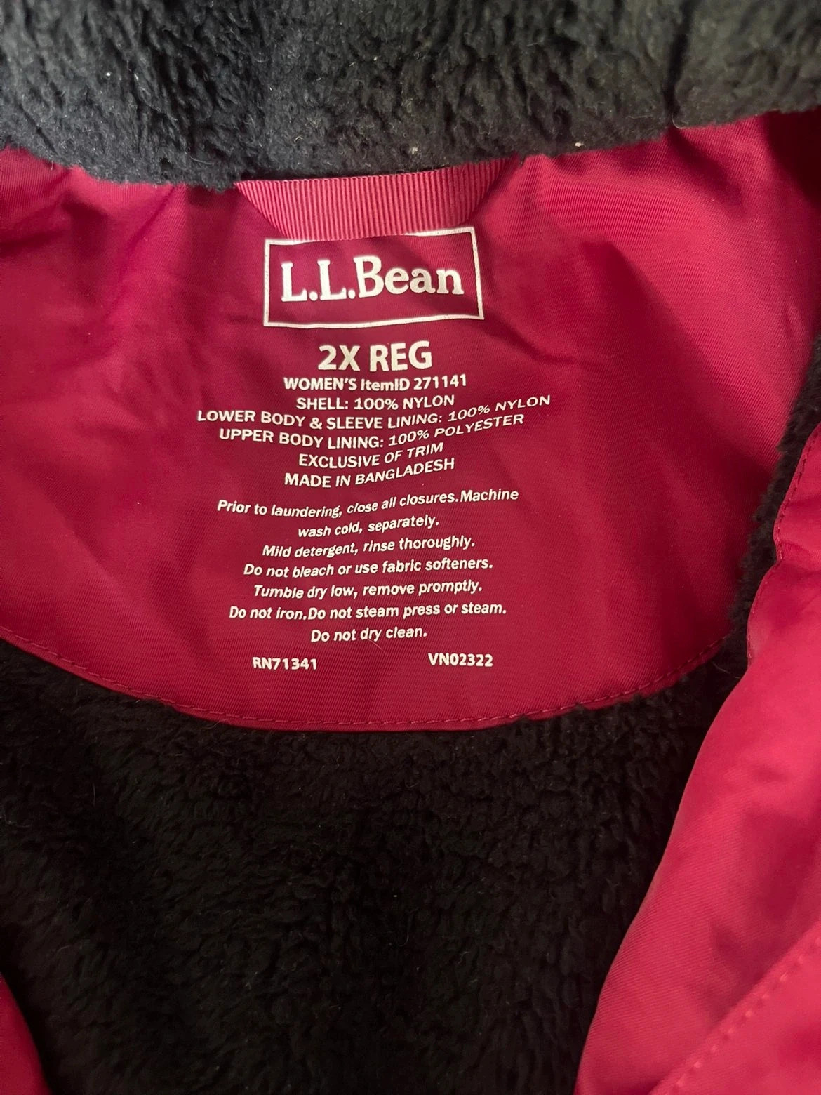 Veste / parka L.L.Bean femme 2XL – Rose foncé – Doublée polaire – L.L. Bean – taille XXL / 44 / 16 3