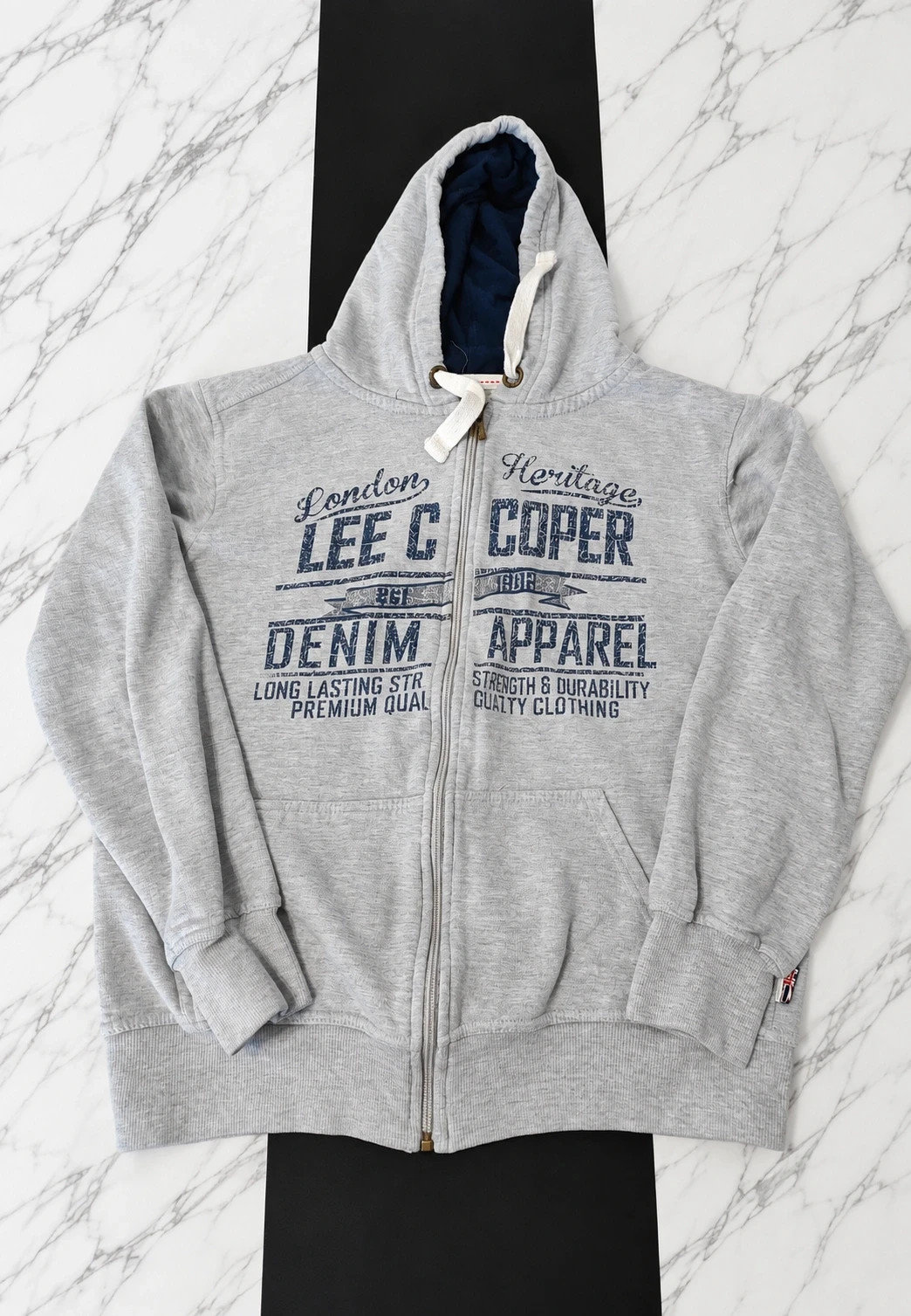Sweat à Capuche Zippé Lee Cooper Gris – Taille M – London Heritage