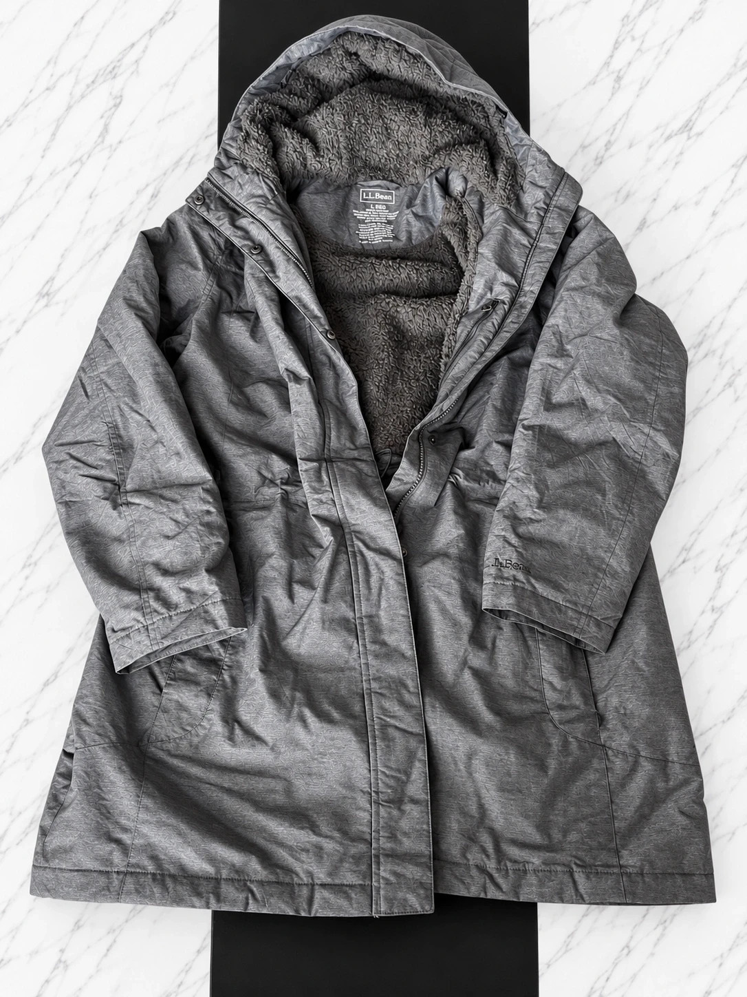 Parka longue L.L.Bean grise à capuche – Doublée – Taille L – L.L. Bean – taille L / 40 / 12 3