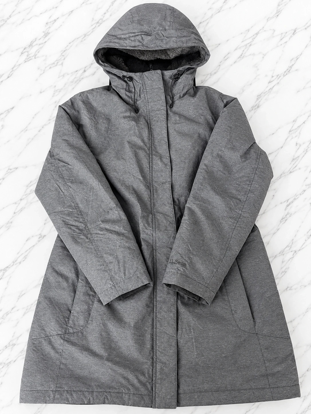 Parka longue L.L.Bean grise à capuche – Doublée – Taille L