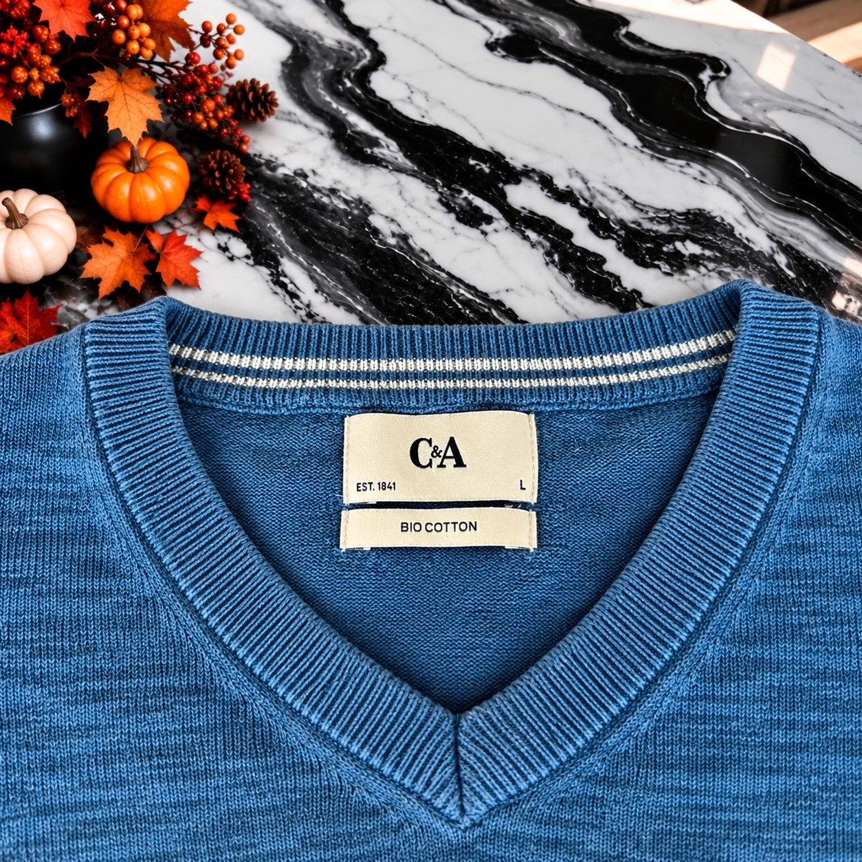Pull C&A bleu col V – Taille L – C&A – taille L 3