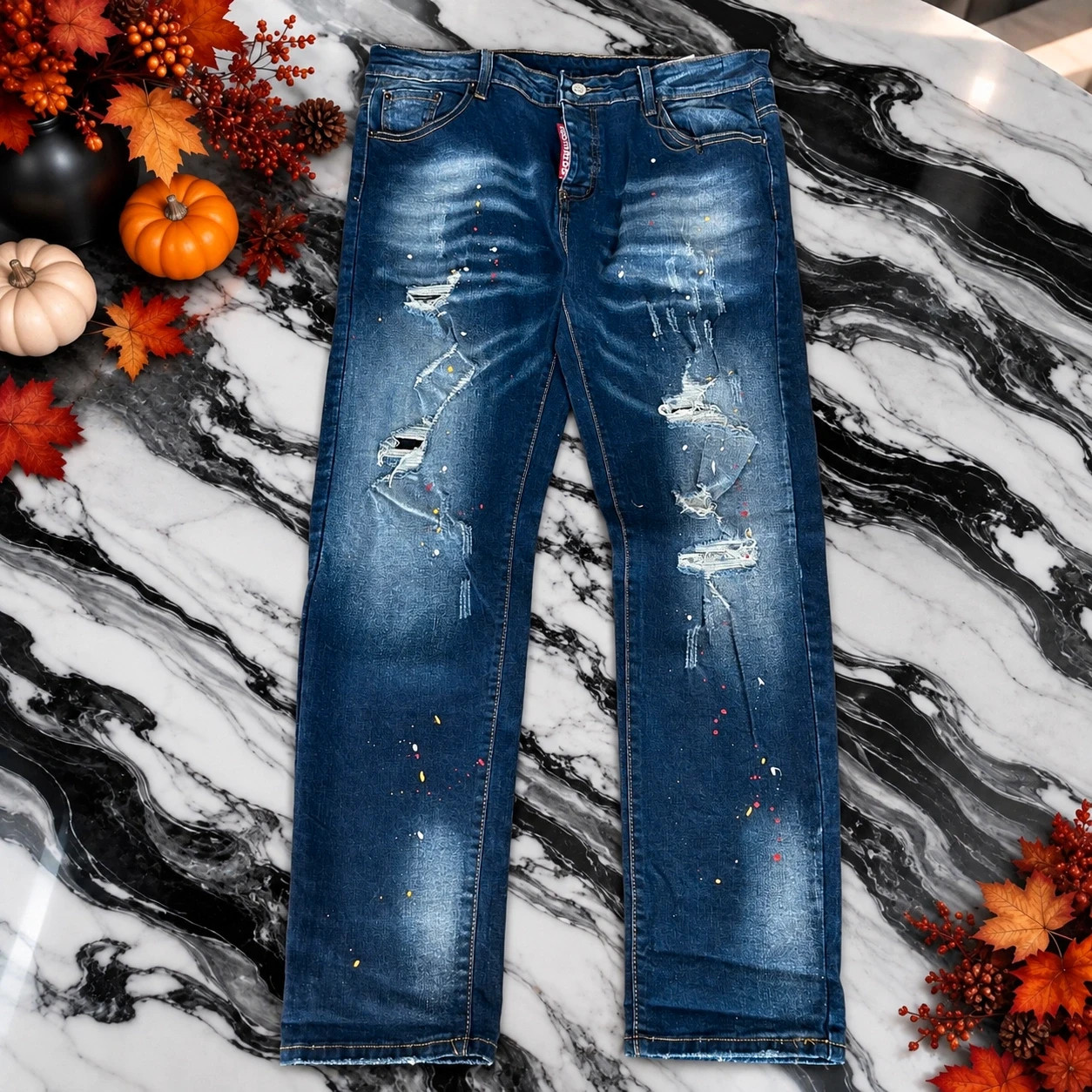 Jean Dsquared2 Slim bleu délavé destroy – Taille 52