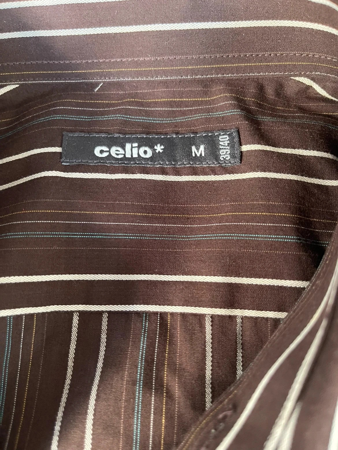 Chemise Celio marron à rayures – Taille M – Style chic vintage Homme – Celio – taille M 3