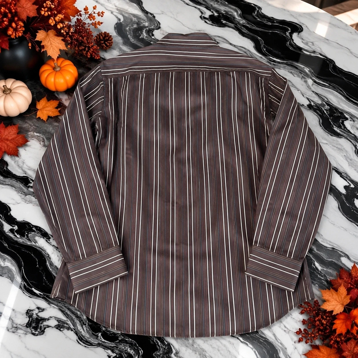 Chemise Celio marron à rayures – Taille M – Style chic vintage Homme – Celio – taille M 2