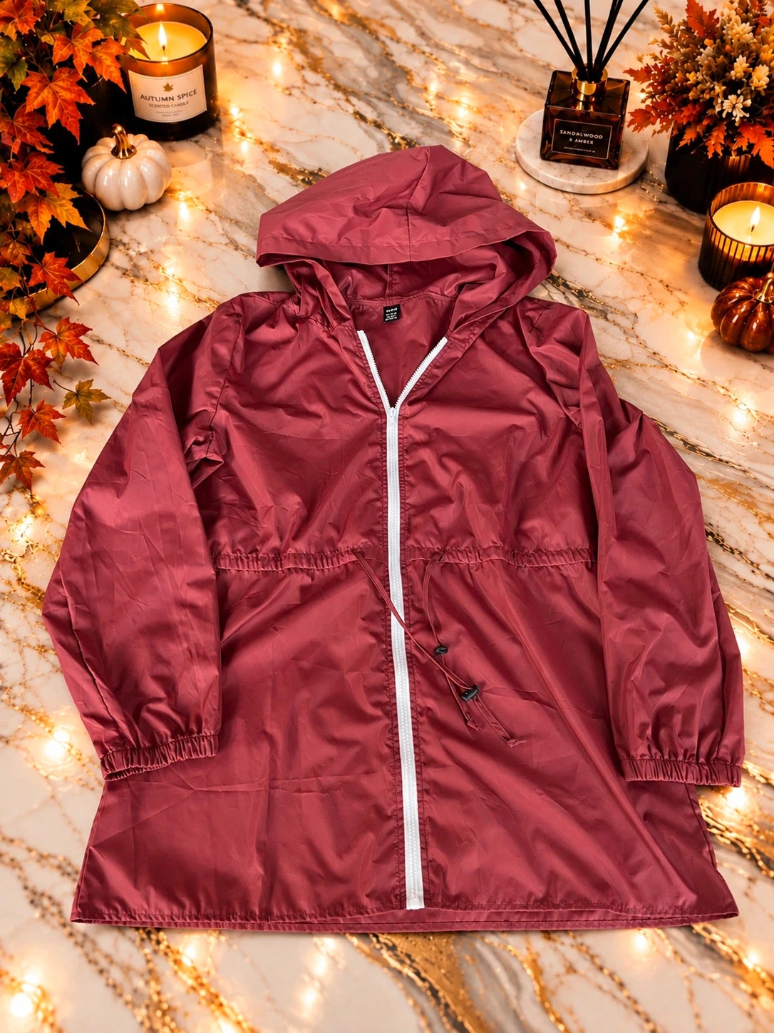 Coupe-vent SHEIN bordeaux à capuche – Taille XL / EU 44