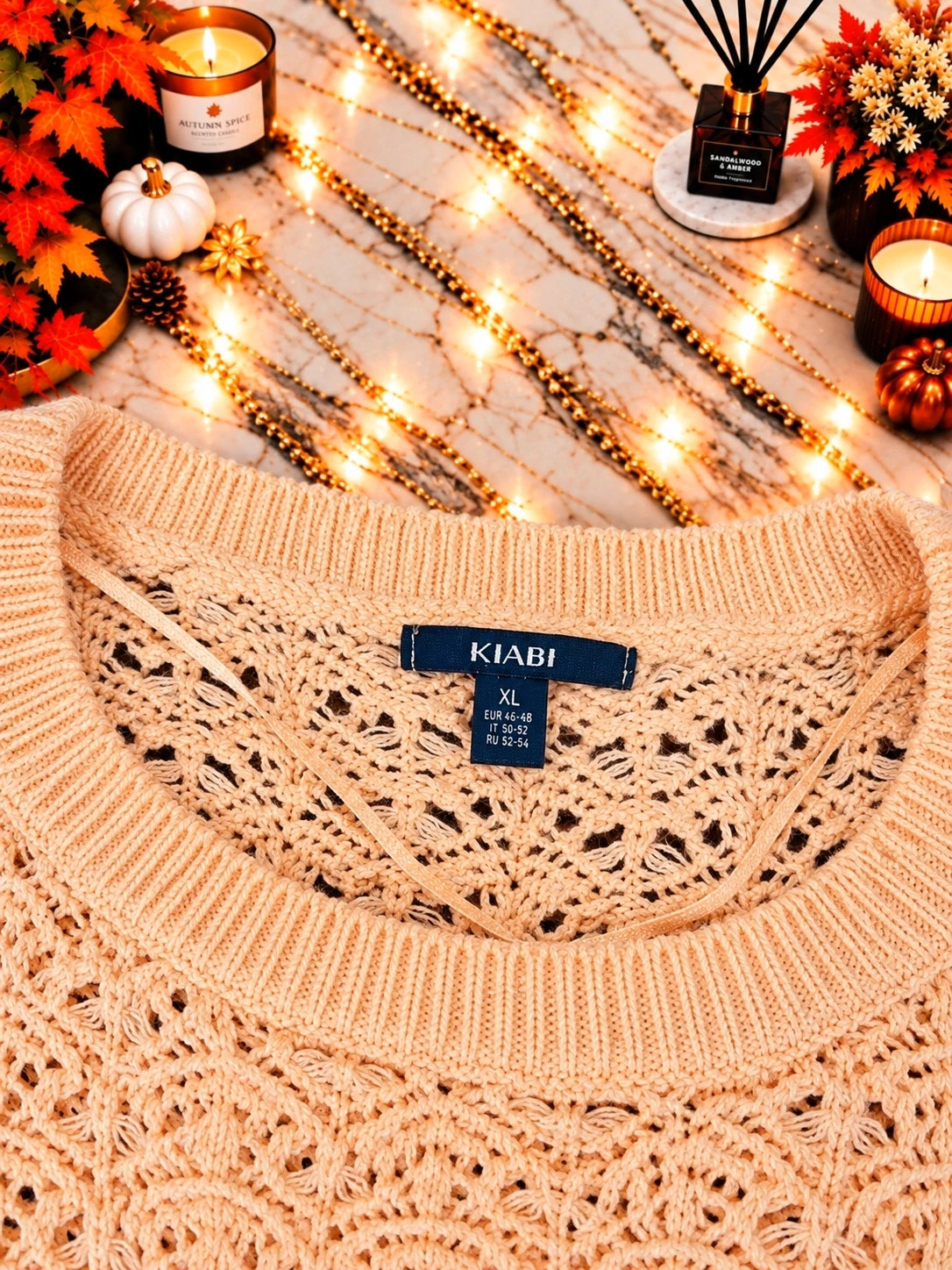 Pull femme KIABI en maille ajourée rose pêche – Taille XL – Manches longues – Kiabi – taille XL / 42 / 14 4