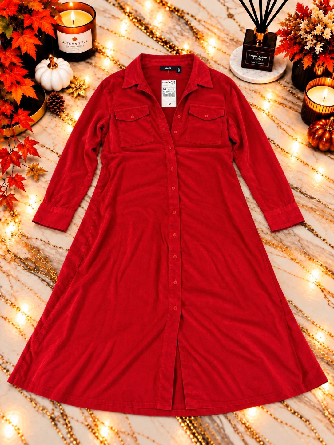 Robe chemise longue rouge KIABI – Taille 38 – Neuve avec étiquette