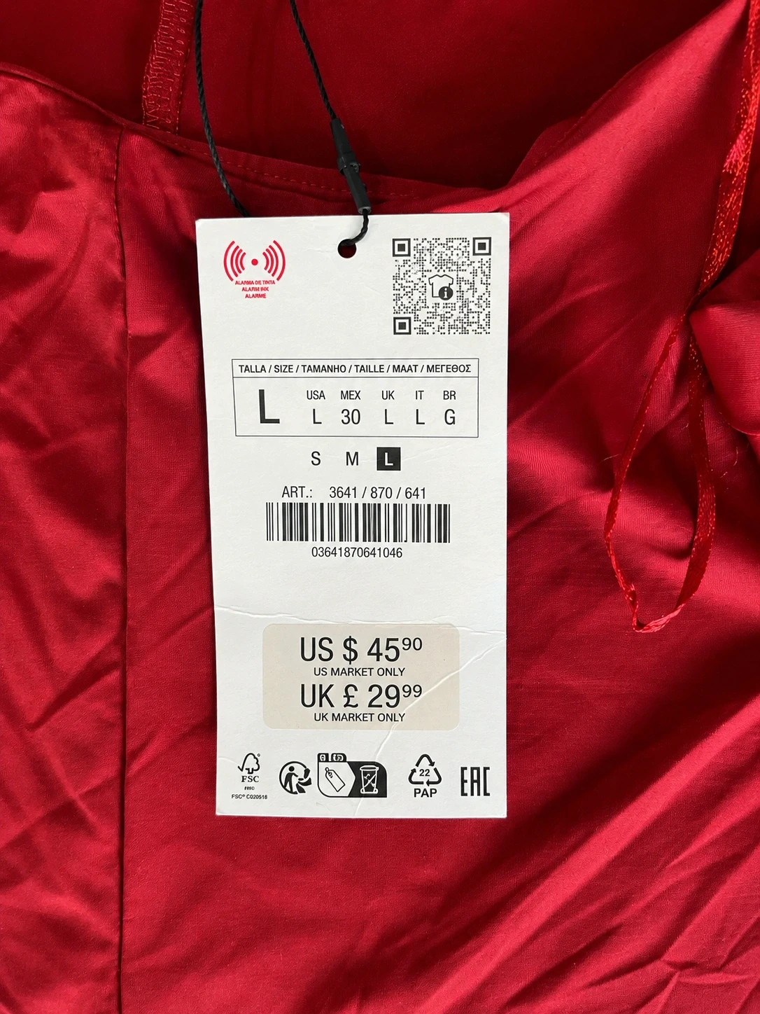 Robe longue Zara rouge bordeaux satinée – Taille L – Élégante et évasée – Zara – taille L / 40 / 12 5