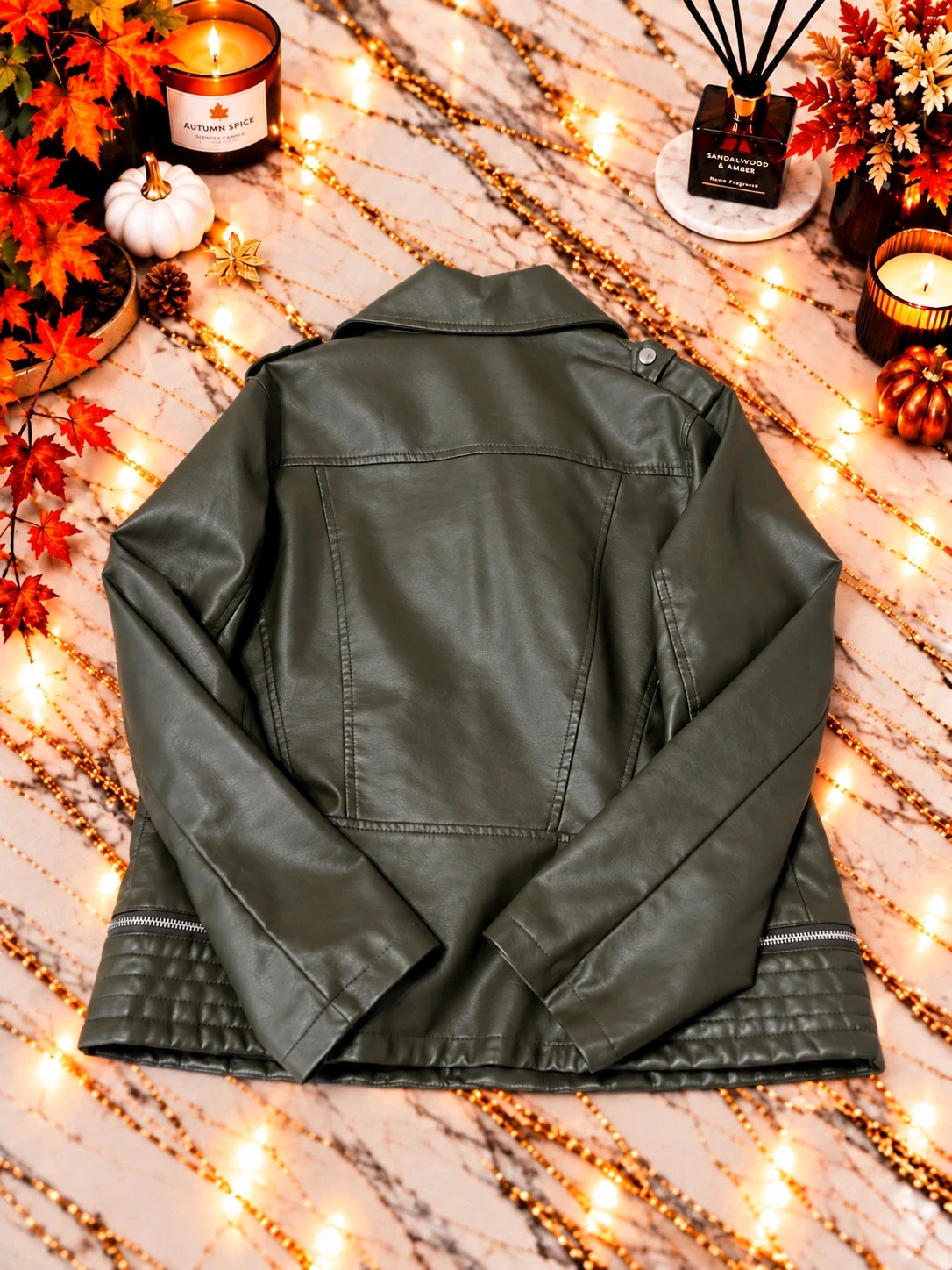 Veste perfecto femme F.D. Joseph Christy kaki – Taille 44/46 – Style motard – F.D. Joseph – taille XXXL / 46 / 18 3