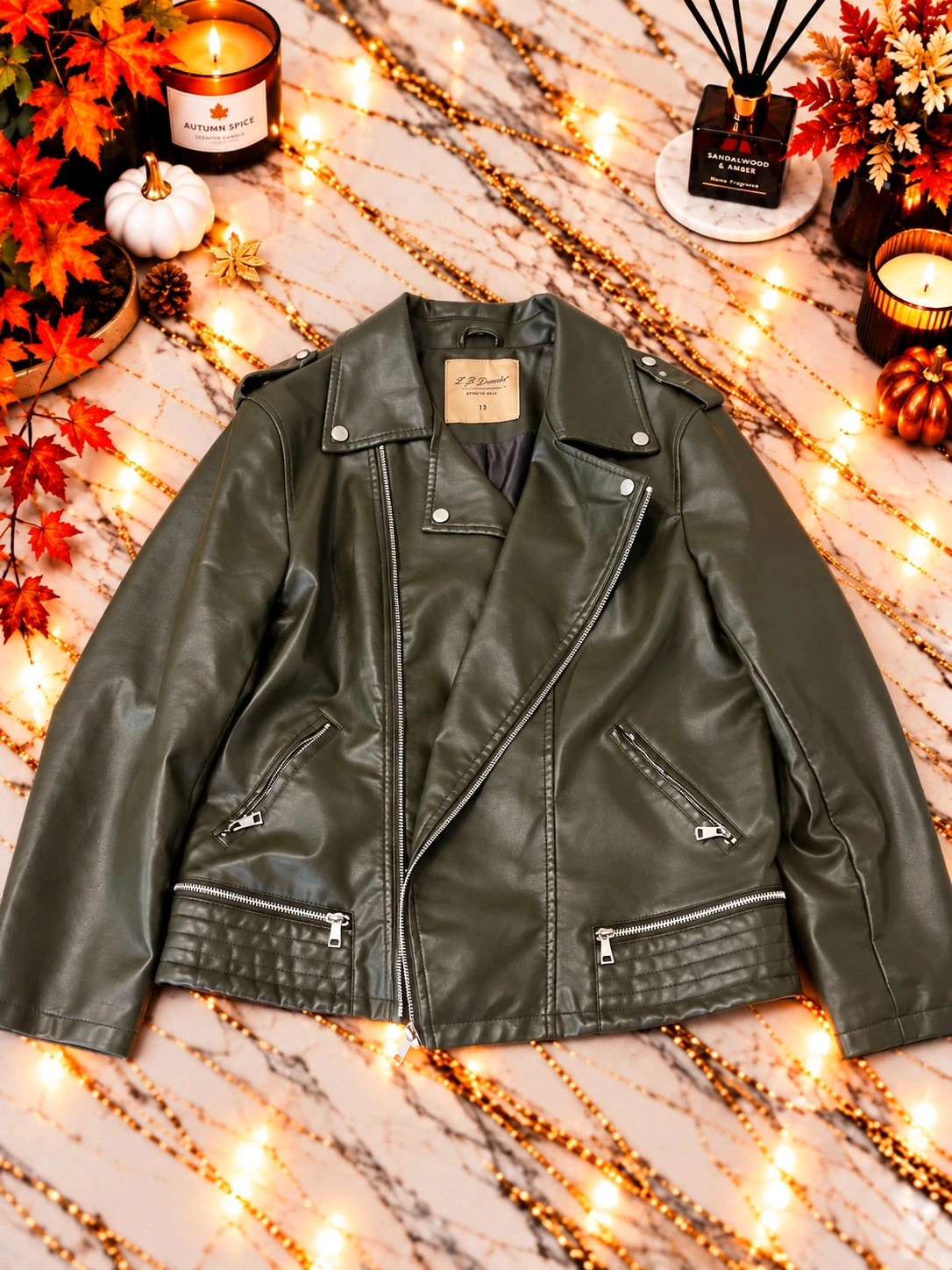Veste perfecto femme F.D. Joseph Christy kaki – Taille 44/46 – Style motard