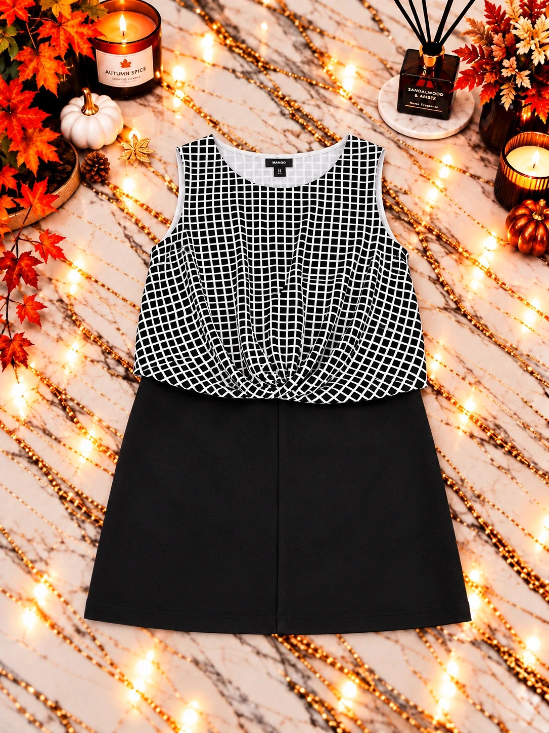 Robe Mango noire et blanche à carreaux – Taille M