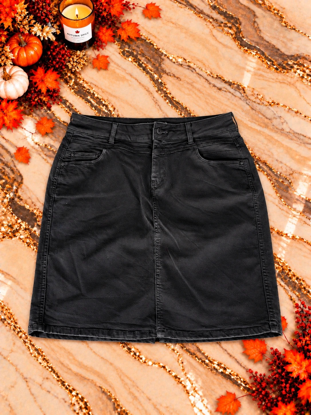 Jupe en jean Esprit noire – Taille 42 – Coupe droite – Denim femme