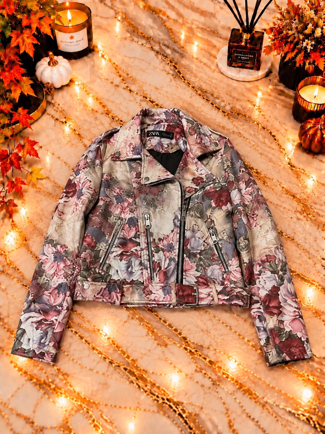 Veste perfecto Zara Basic fleurie – style biker | Taille S