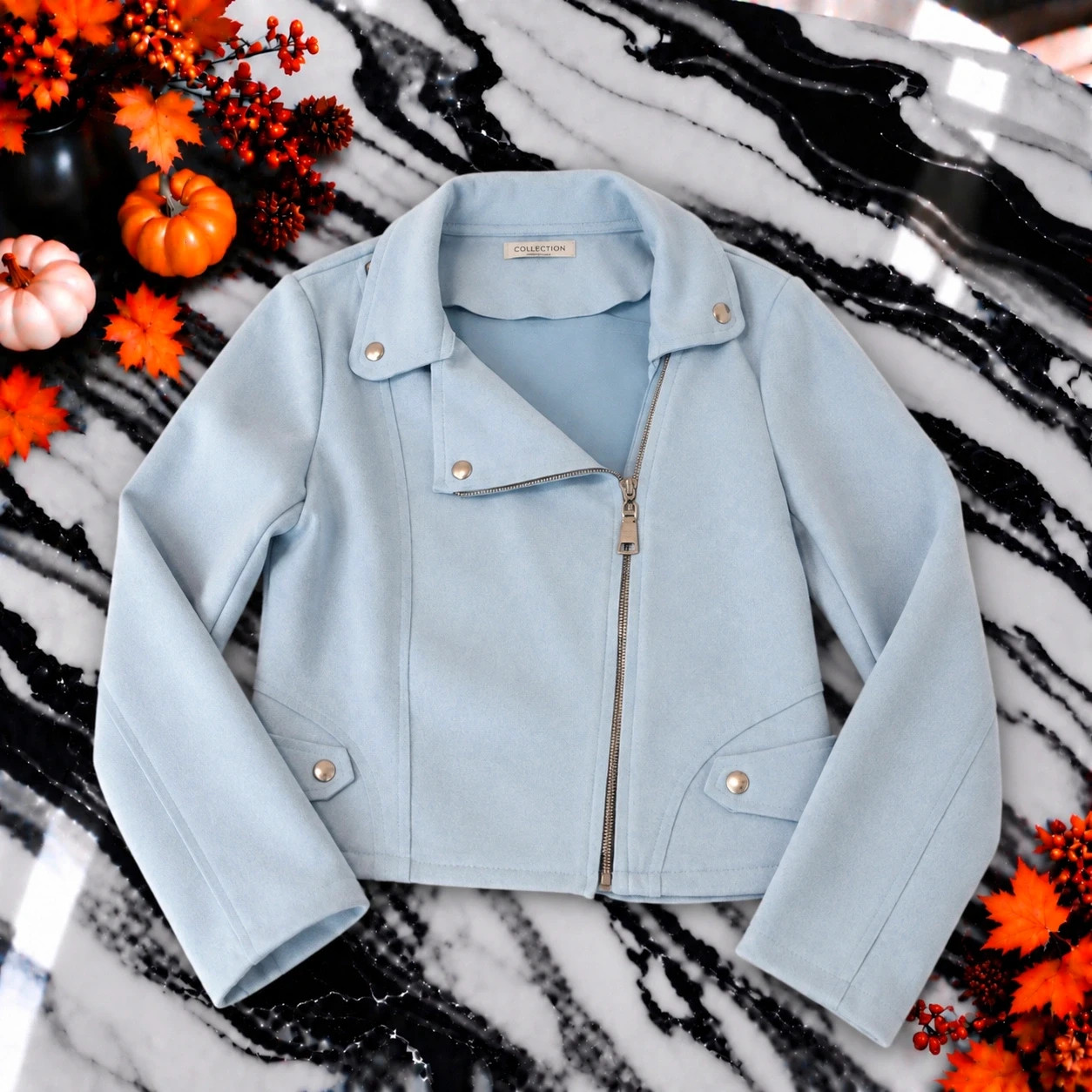 Veste perfecto femme bleu ciel – Taille L – New Collection – taille L / 40 / 12 2