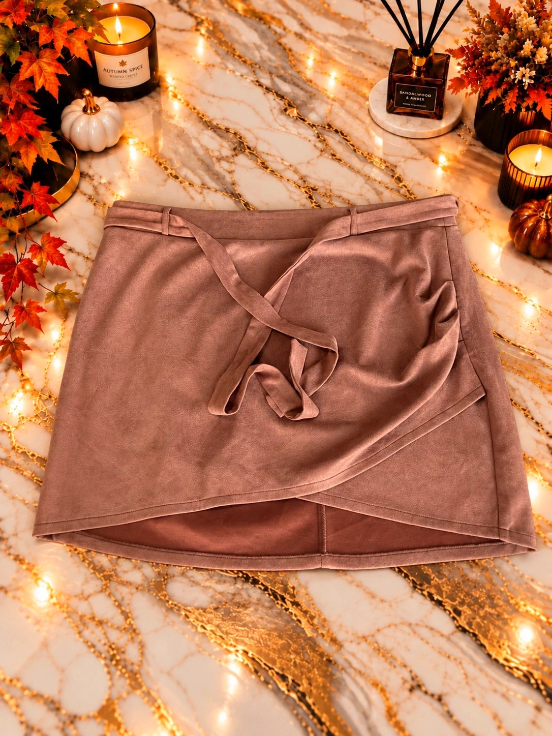 Jupe-short Shein Curve effet suédine marron – Taille 4XL