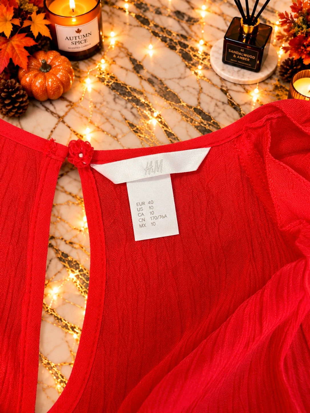 Robe rouge H&M manches 3/4 à nouer – Taille 40 – H&M – taille L / 40 / 12 3