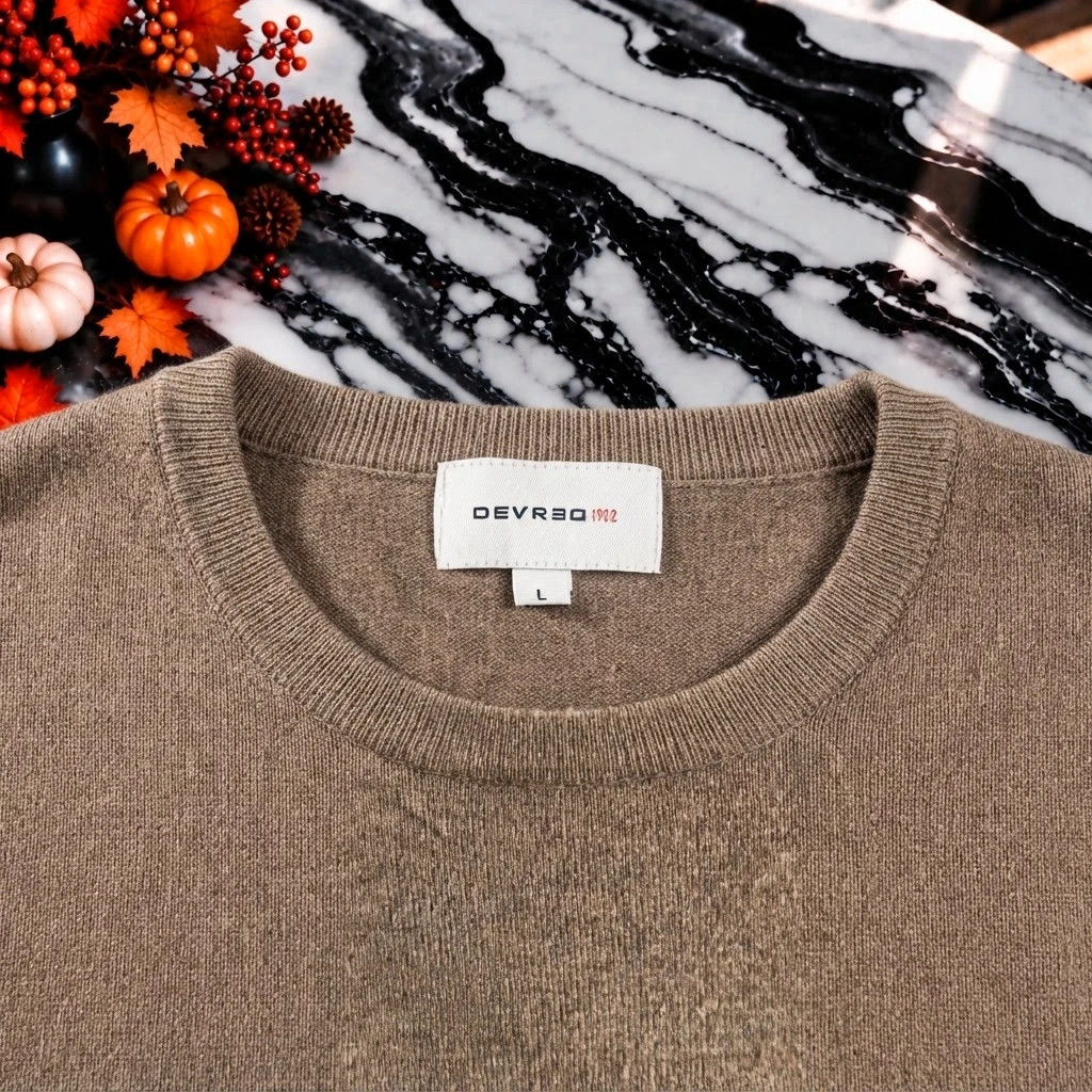 Pull homme Devred 1902 marron taupe – Taille L – Col rond – Devred – taille L 3