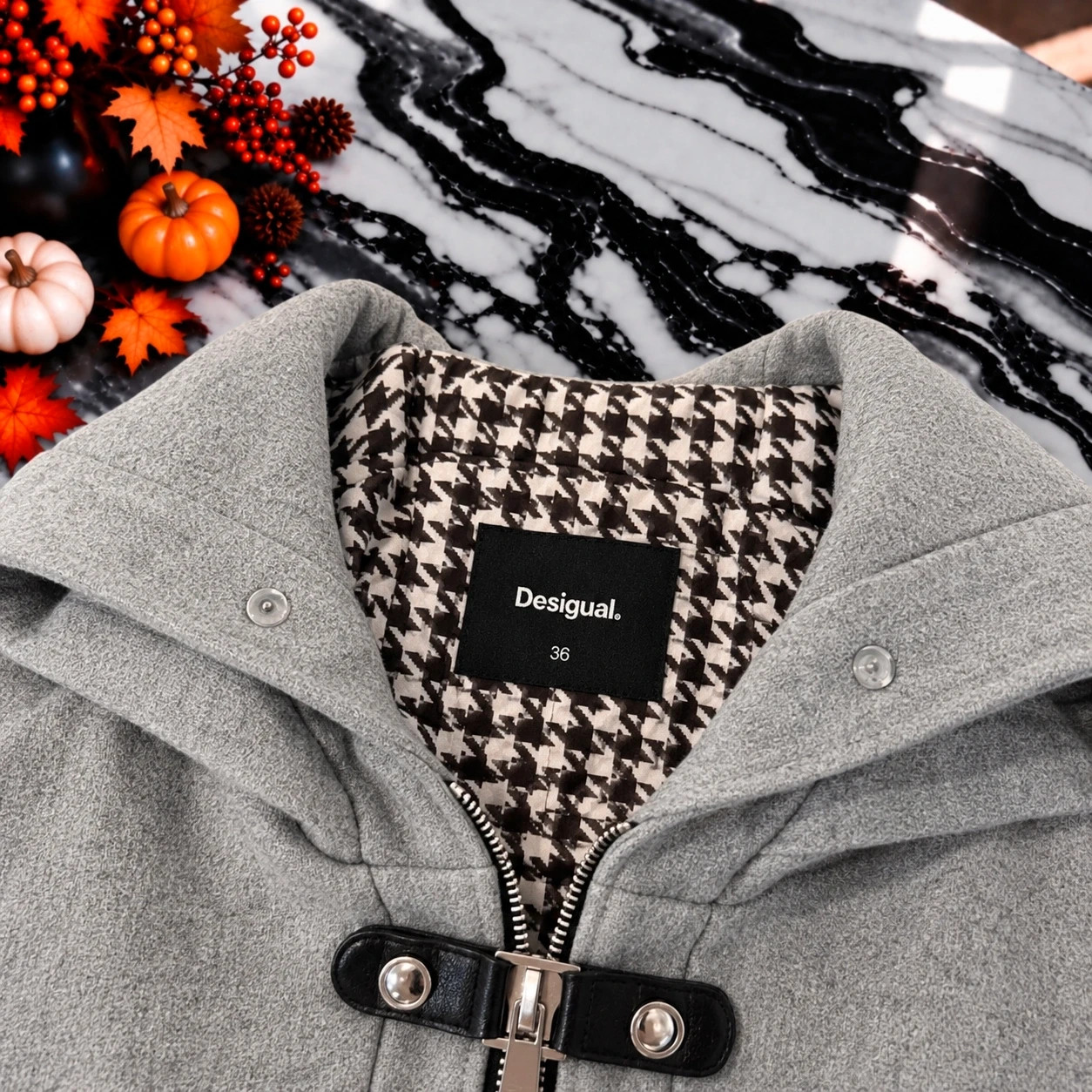 Manteau Desigual gris à capuche – Taille 36 – Desigual – taille S / 36 / 8 3