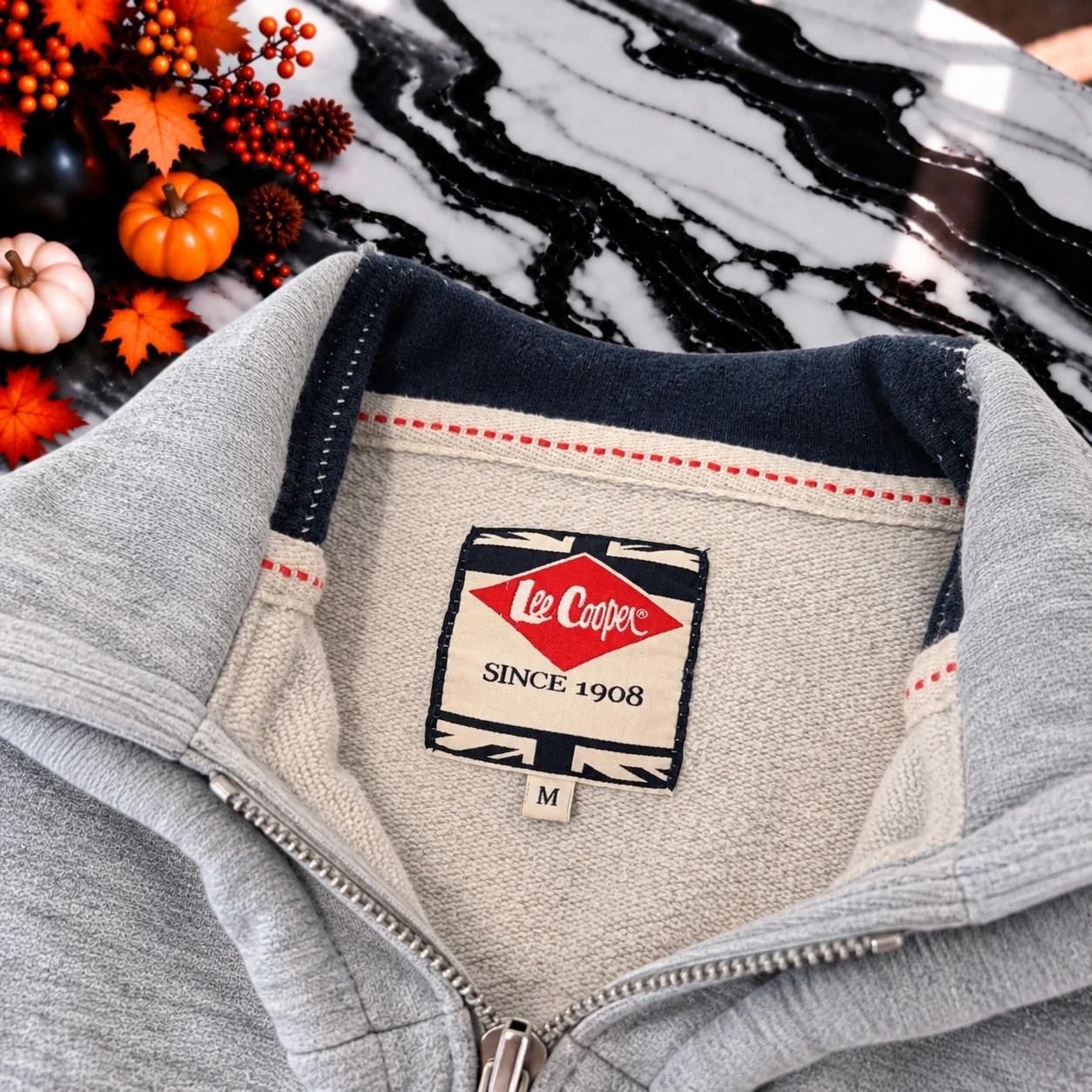 Sweat à capuche zippé Lee Cooper gris – Taille M – Style vintage – Lee Cooper – taille M 4