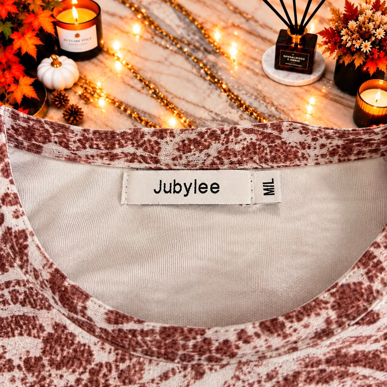 Robe Jubylee imprimée marron et beige – Taille M/L – Jubylee – taille L / 40 / 12 3