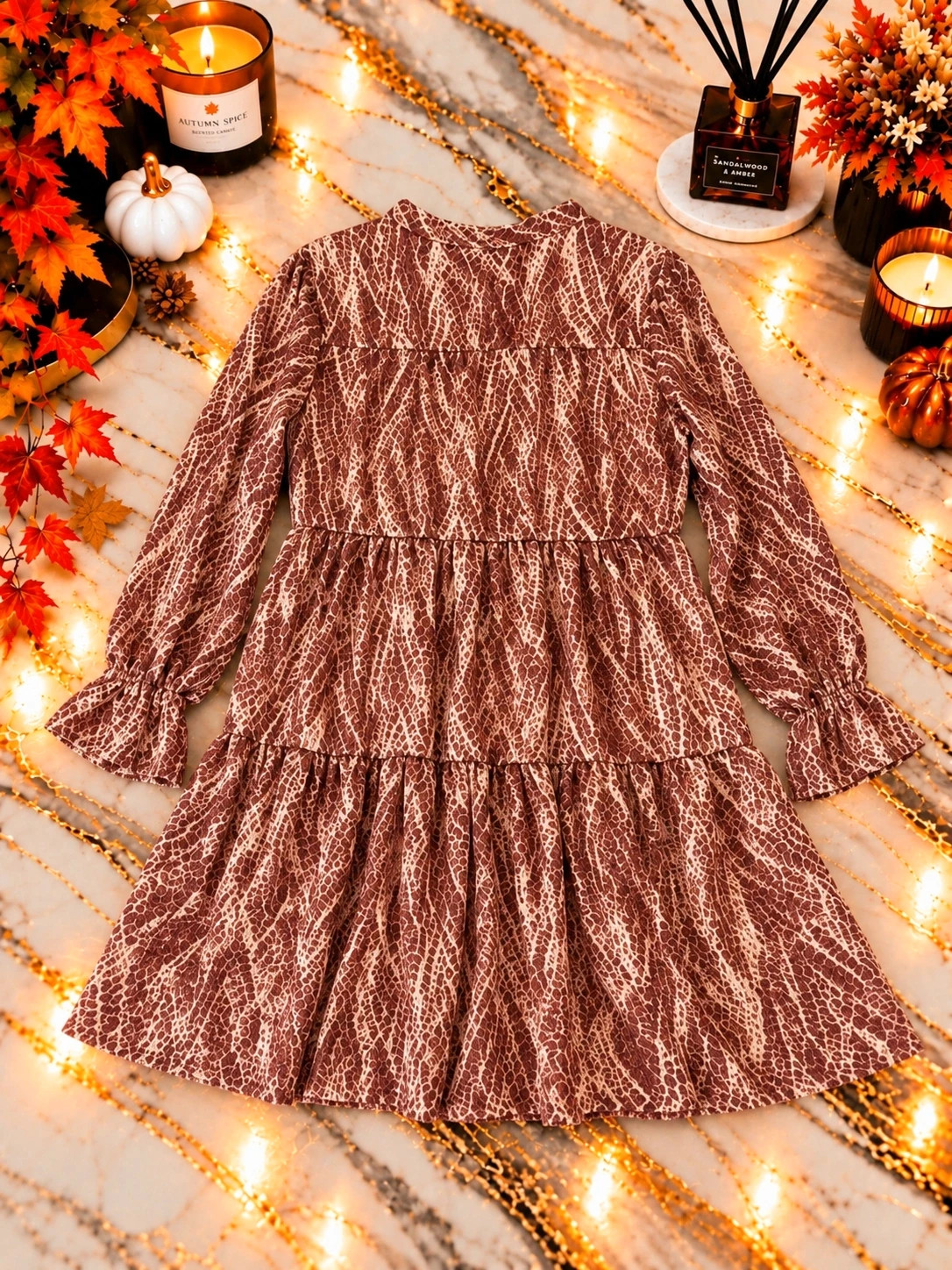 Robe Jubylee imprimée marron et beige – Taille M/L – Jubylee – taille L / 40 / 12 2