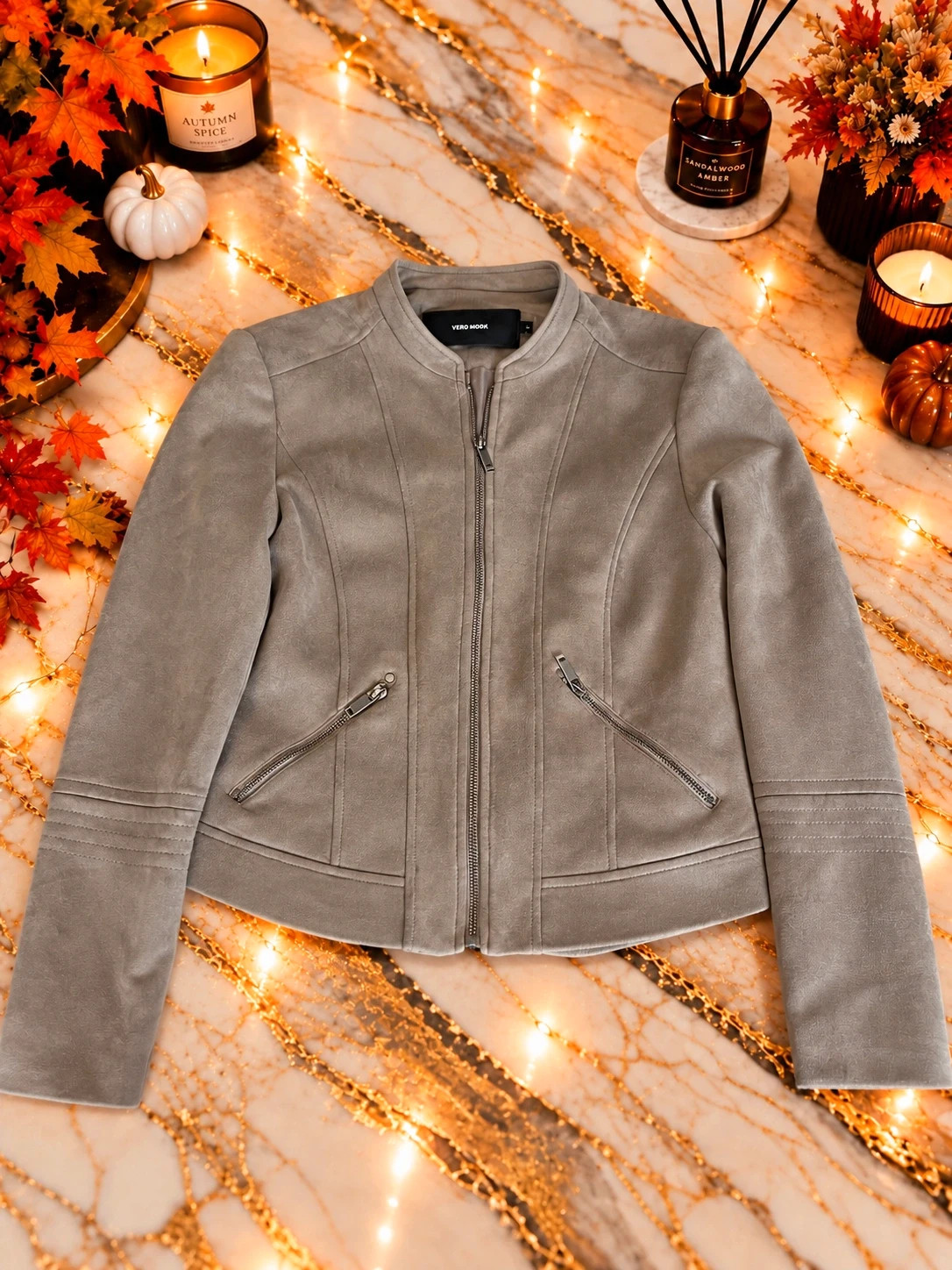 Veste Vero Moda beige/taupe effet suédine – Taille M