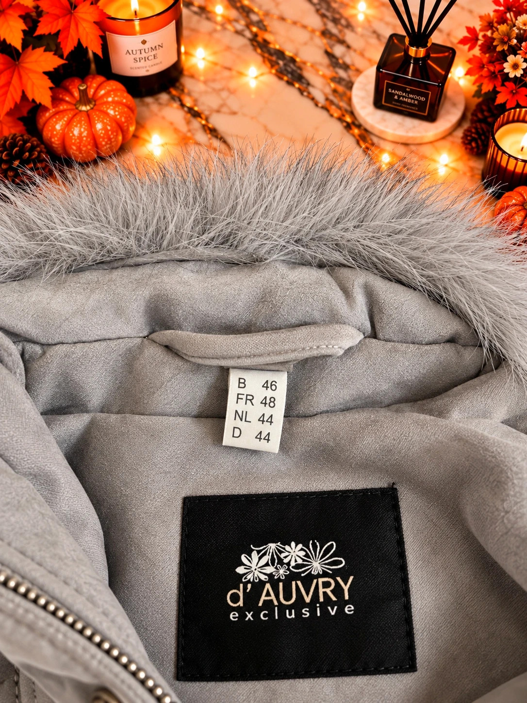 Manteau d’Auvry Exclusive gris à capuche fourrure – Taille FR 48 – d´Auvry – taille XXXL / 46 / 18 2