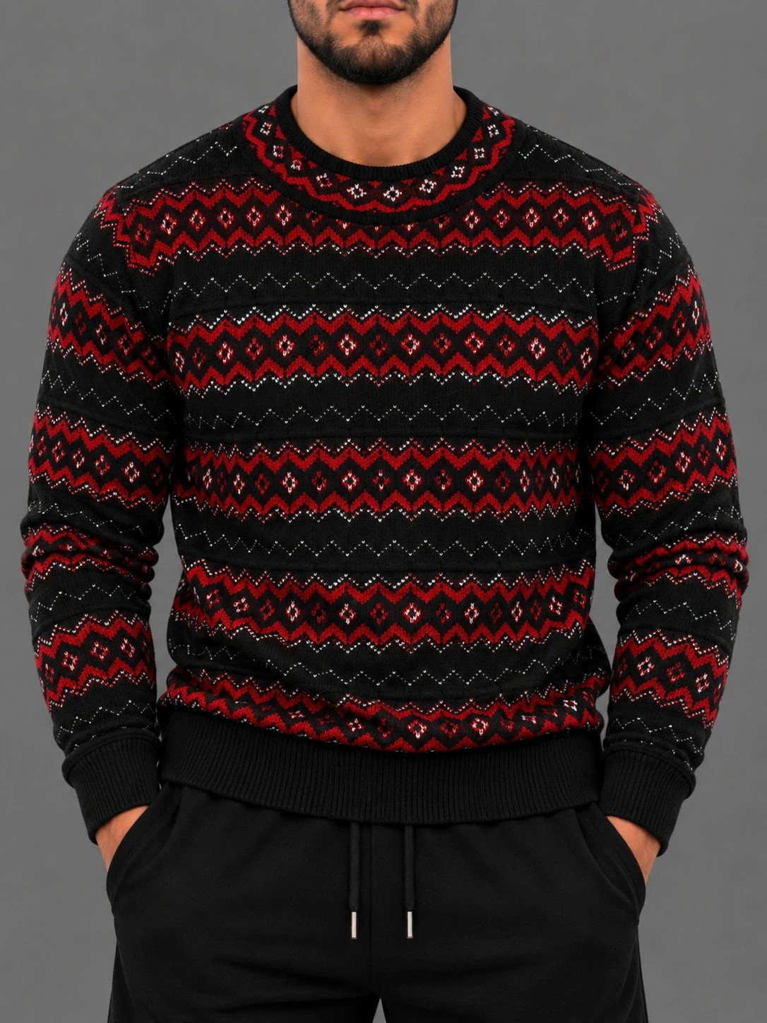 Pull vintage Liz Claiborne Lizsport noir à motifs – Taille XL