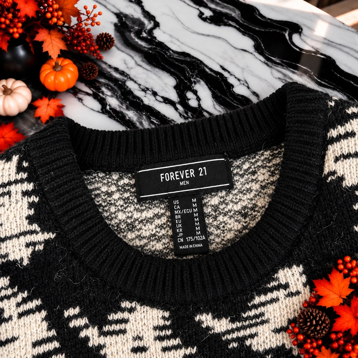 Pull Forever 21 Men noir & écru – Taille M – Forever 21 – taille M / 38 / 10 3