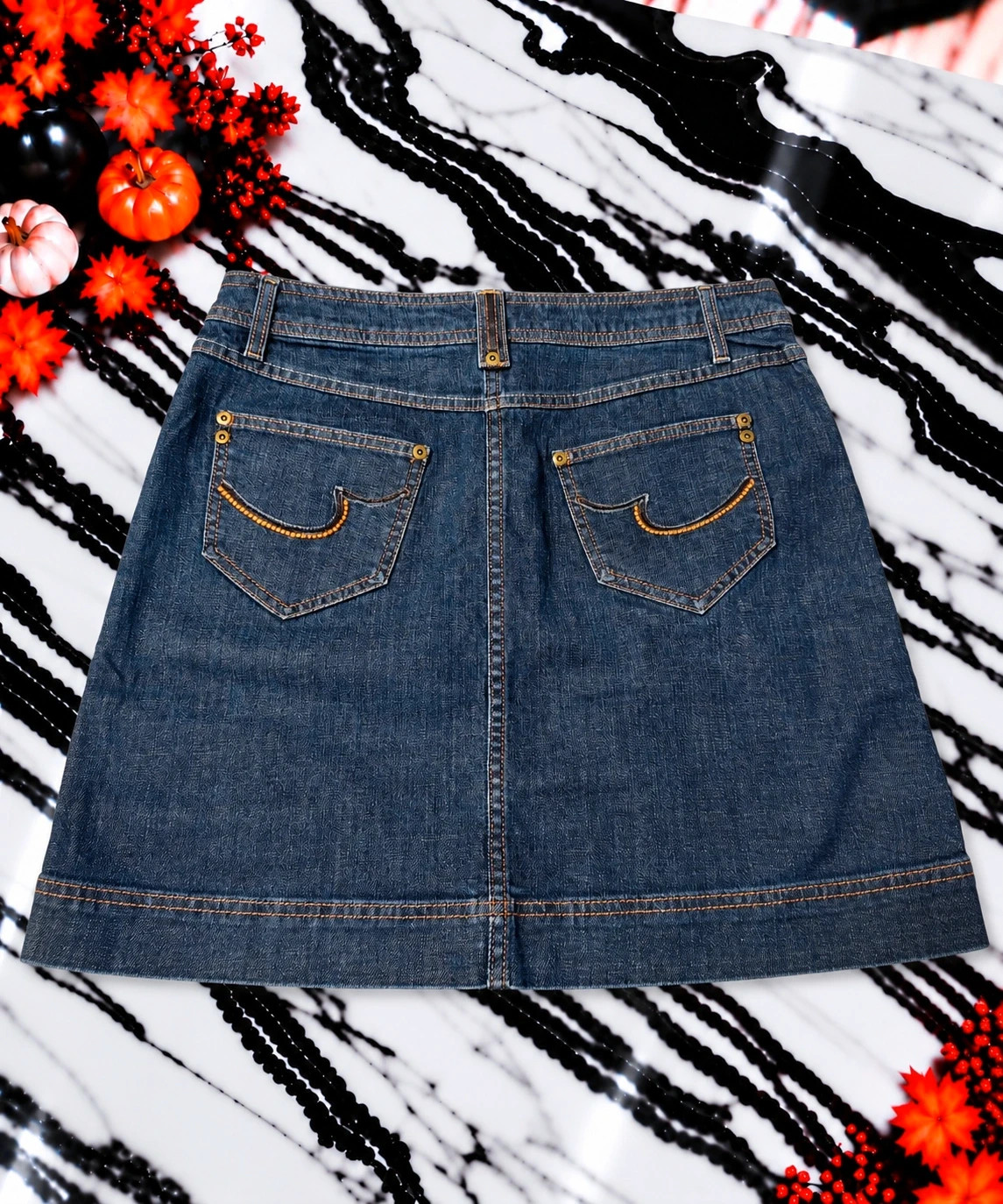 Jupe en Jean Promod Femme Bleu Denim – Taille 42 – Coupe Trapèze – Mini-Jupe Casual Chic – Promod – taille L / 40 / 12 2