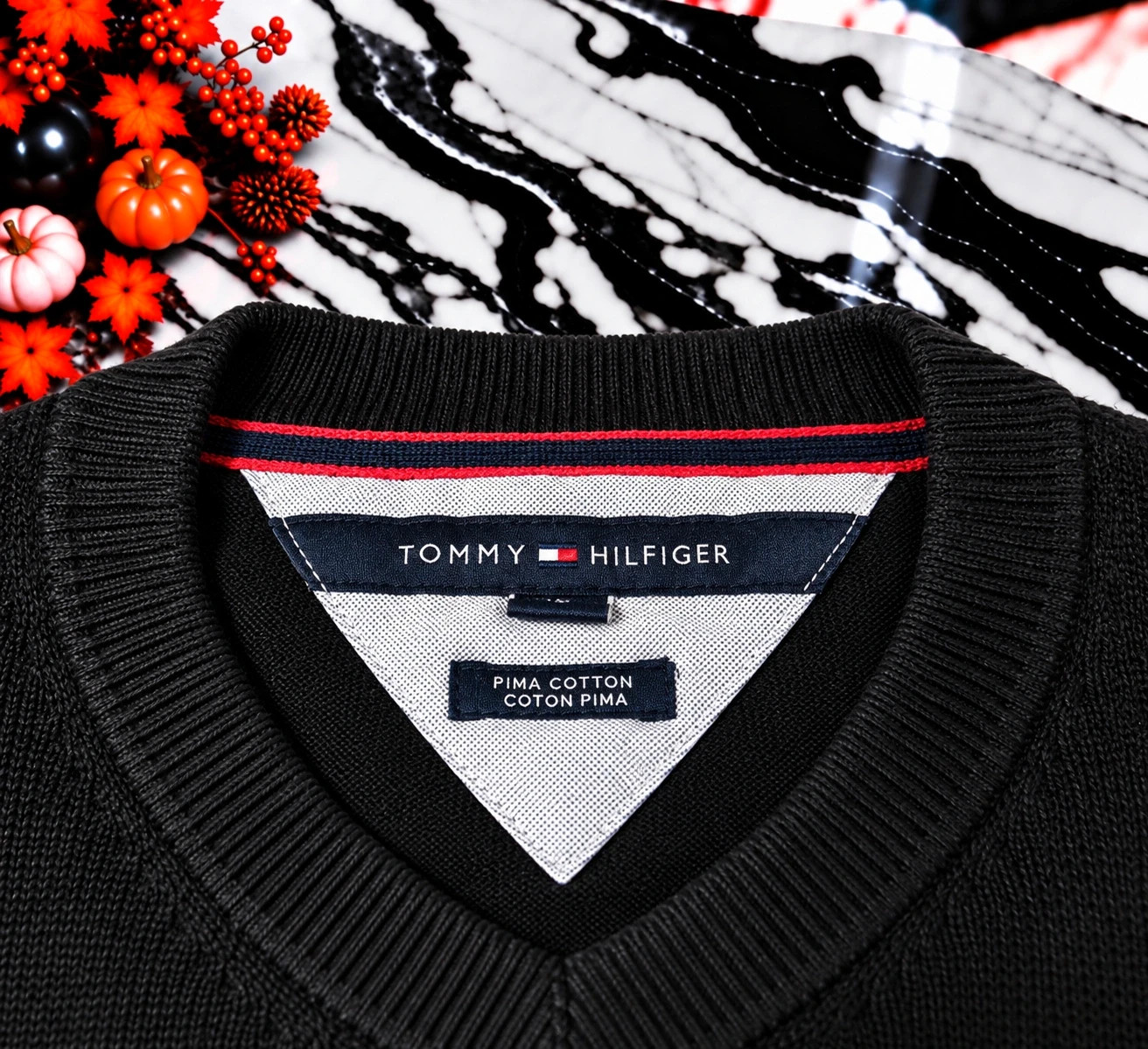 Pull Tommy Hilfiger Homme Noir – Taille L – 100 % Coton Pima – Col V – Classique & Élégant – Tommy Hilfiger – taille L 2