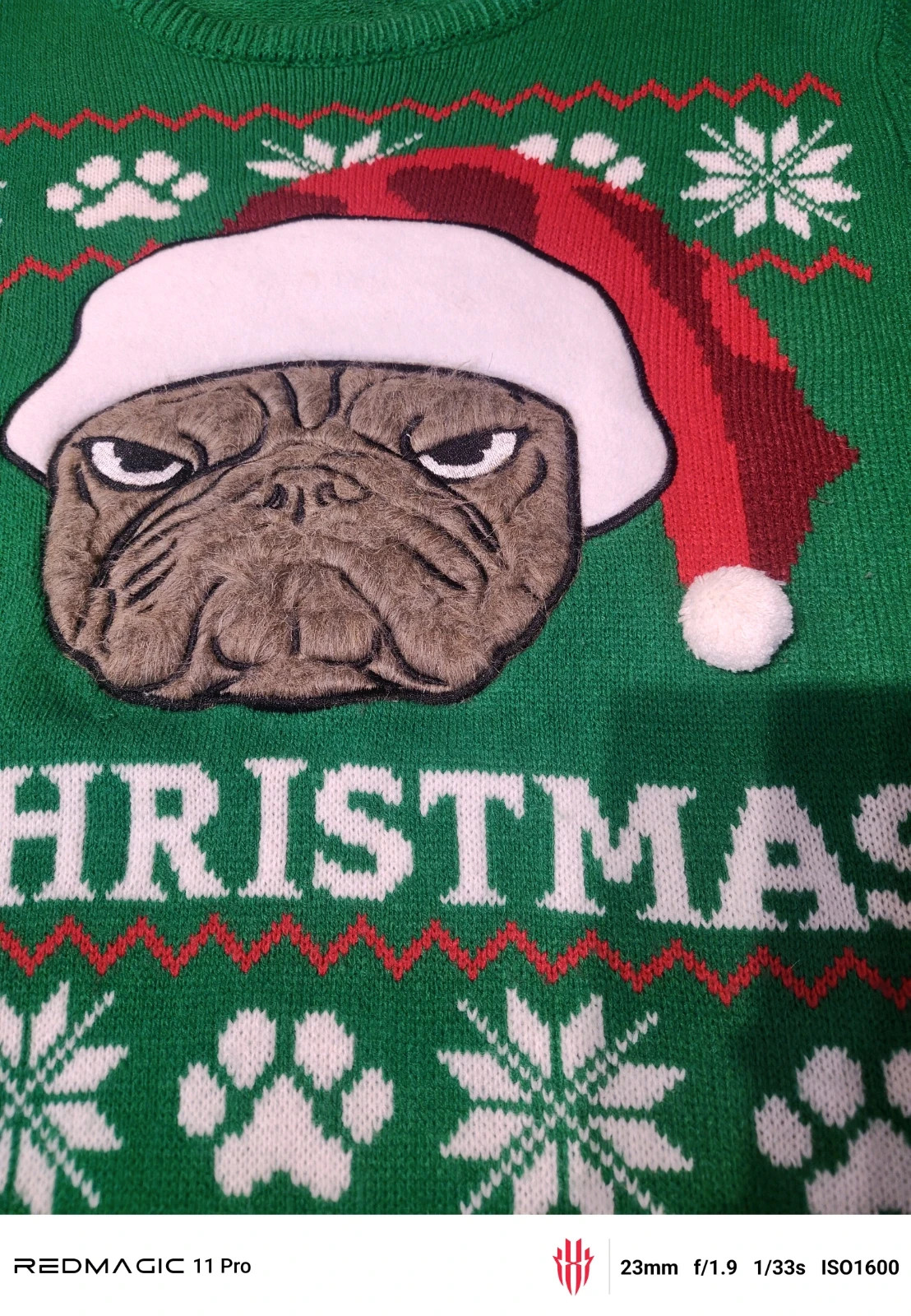Pull de Noël Tissaia vert – Bouledogue Père Noël – Taille XL 🎄 – Holiday Time – taille XL 5
