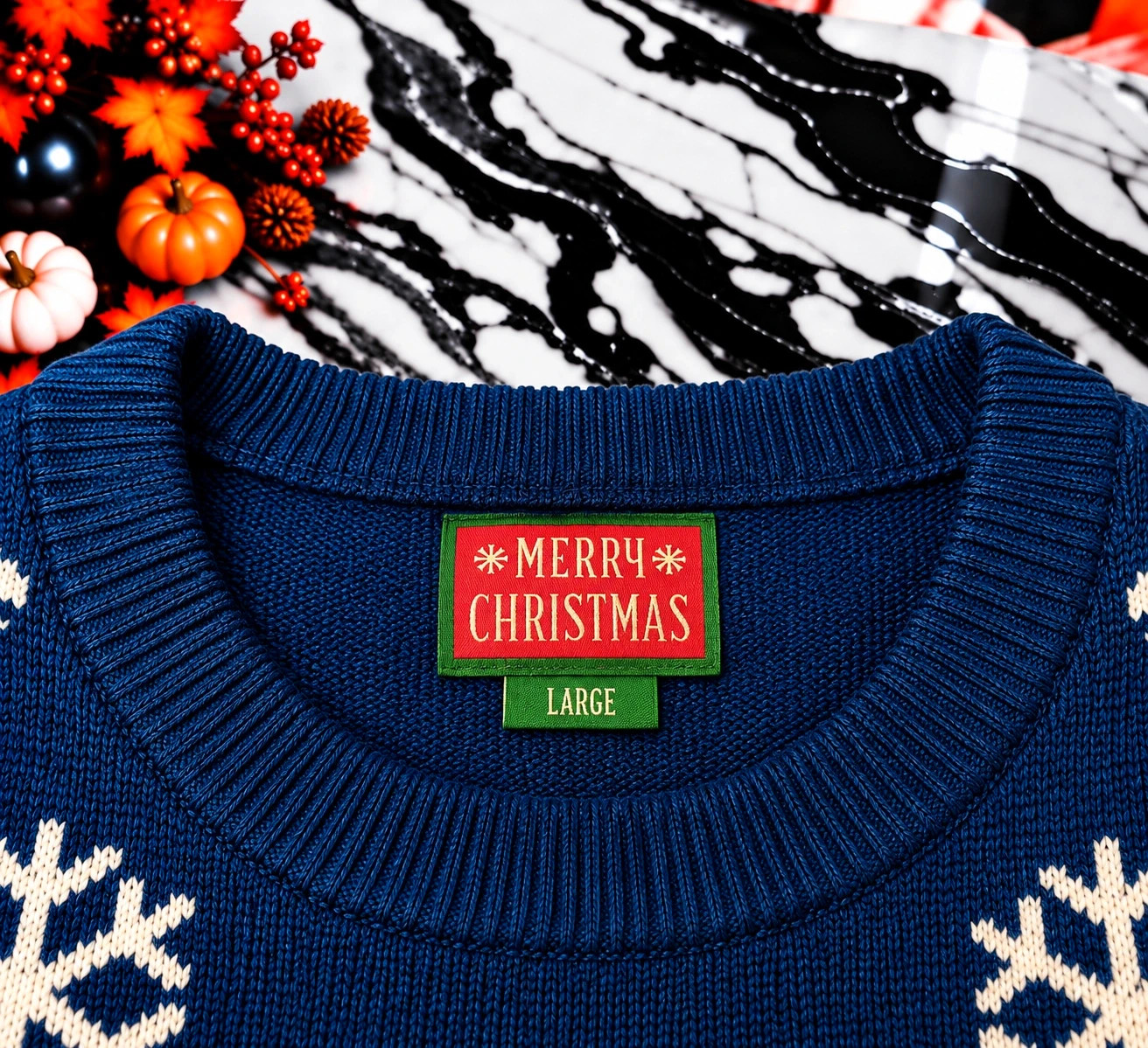 Pull de Noël Homme Bleu – Taille L – Renne Rudolph – Merry Christmas – Merry Christmas – taille L 3