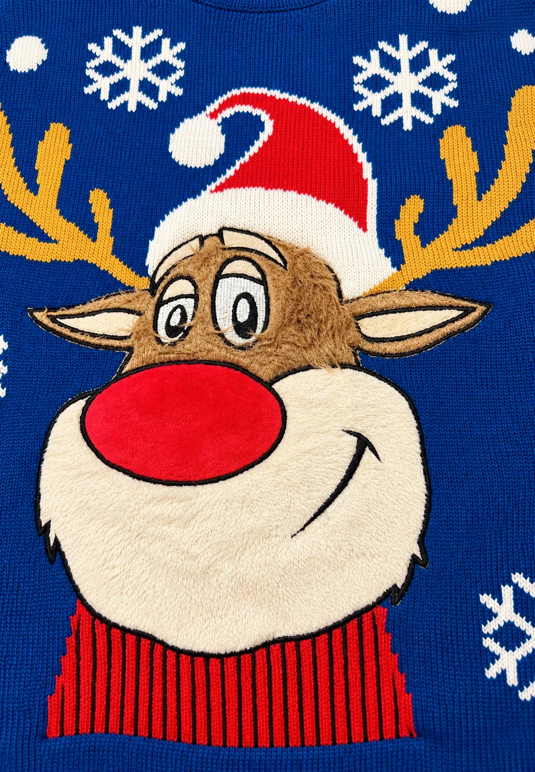 Pull de Noël Homme Bleu – Taille L – Renne Rudolph – Merry Christmas – Merry Christmas – taille L 2