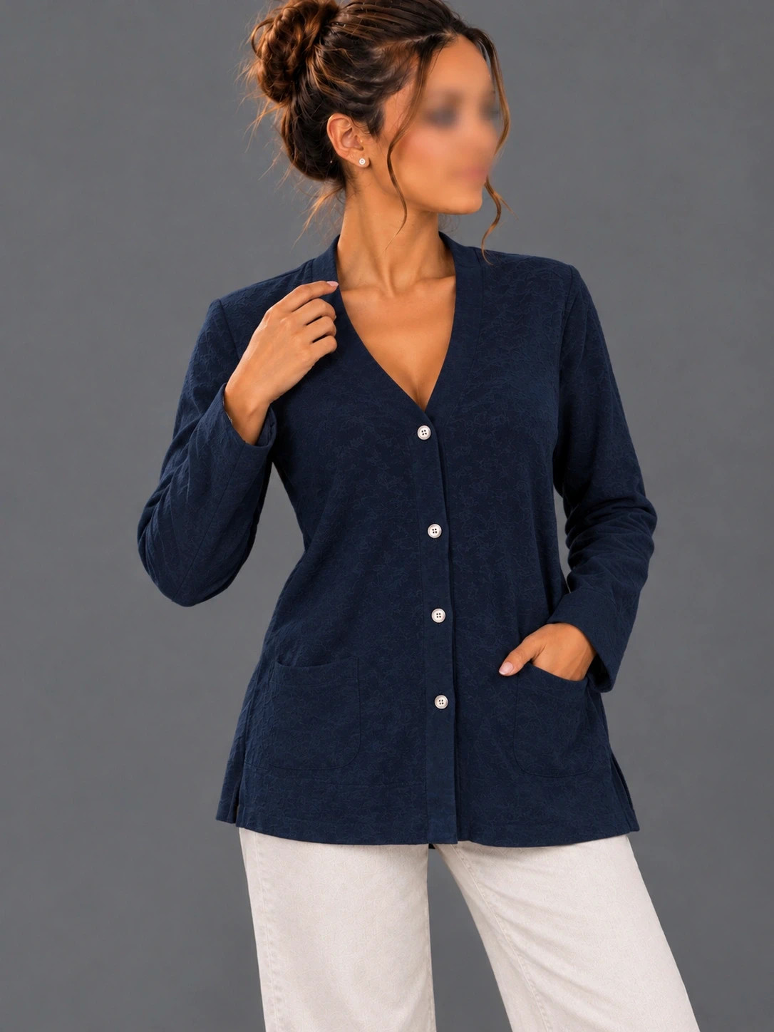 Gilet Zara Femme Bleu Marine – Taille XL – Boutonné – Chic & Élégant