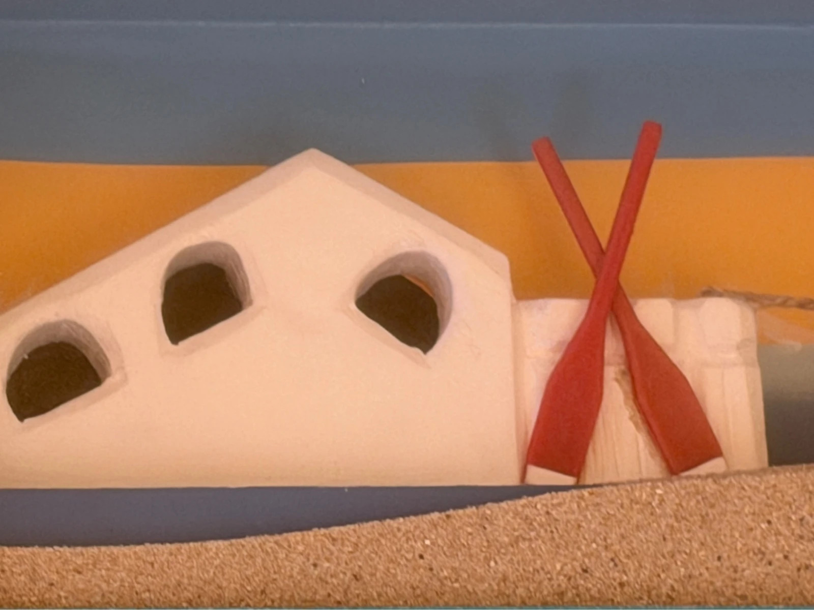 Cuadro vitrina marinero relieve 3D playa y barca – Art 4