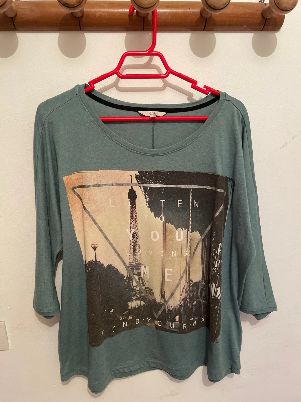 Camiseta verde azulado "Paris" - Clockhouse - Talla XXL
