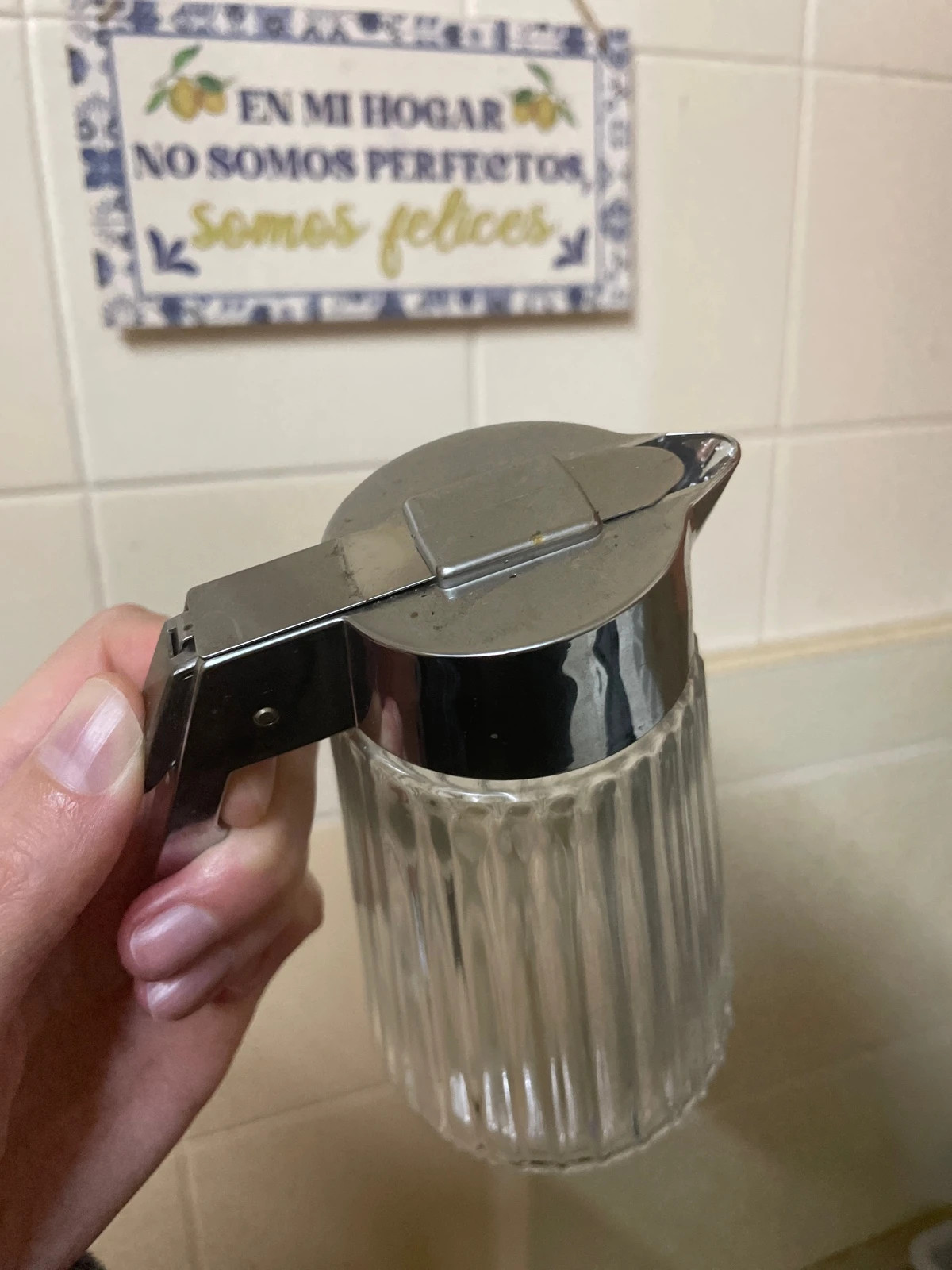 Azucarero de Cristal Tradicional – Estilo Cafetería / Churrería Vintage – valia 4