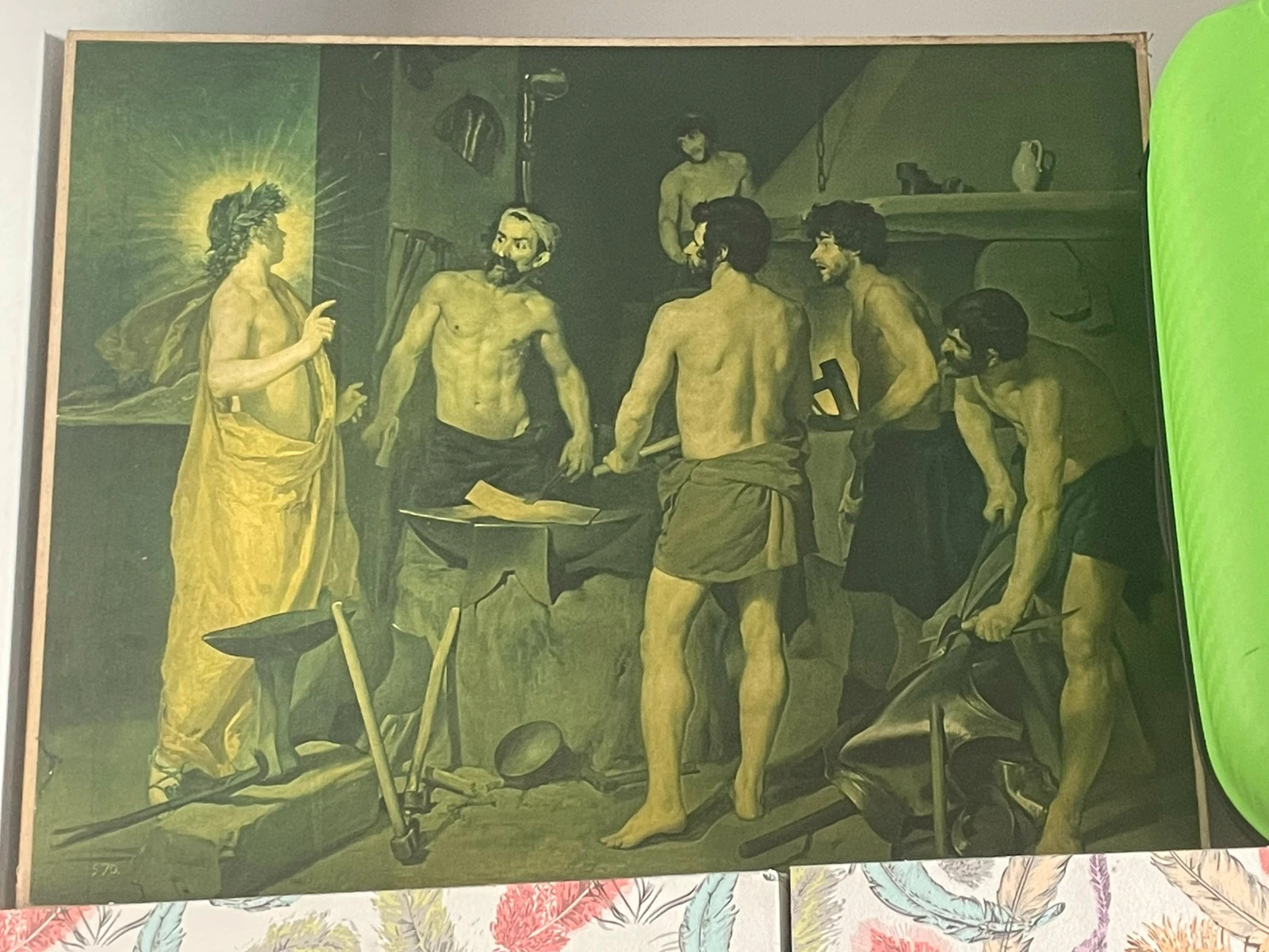 Lámina antigua “Vulcano y Apolo” de Velázquez (ideal decoración clásica)