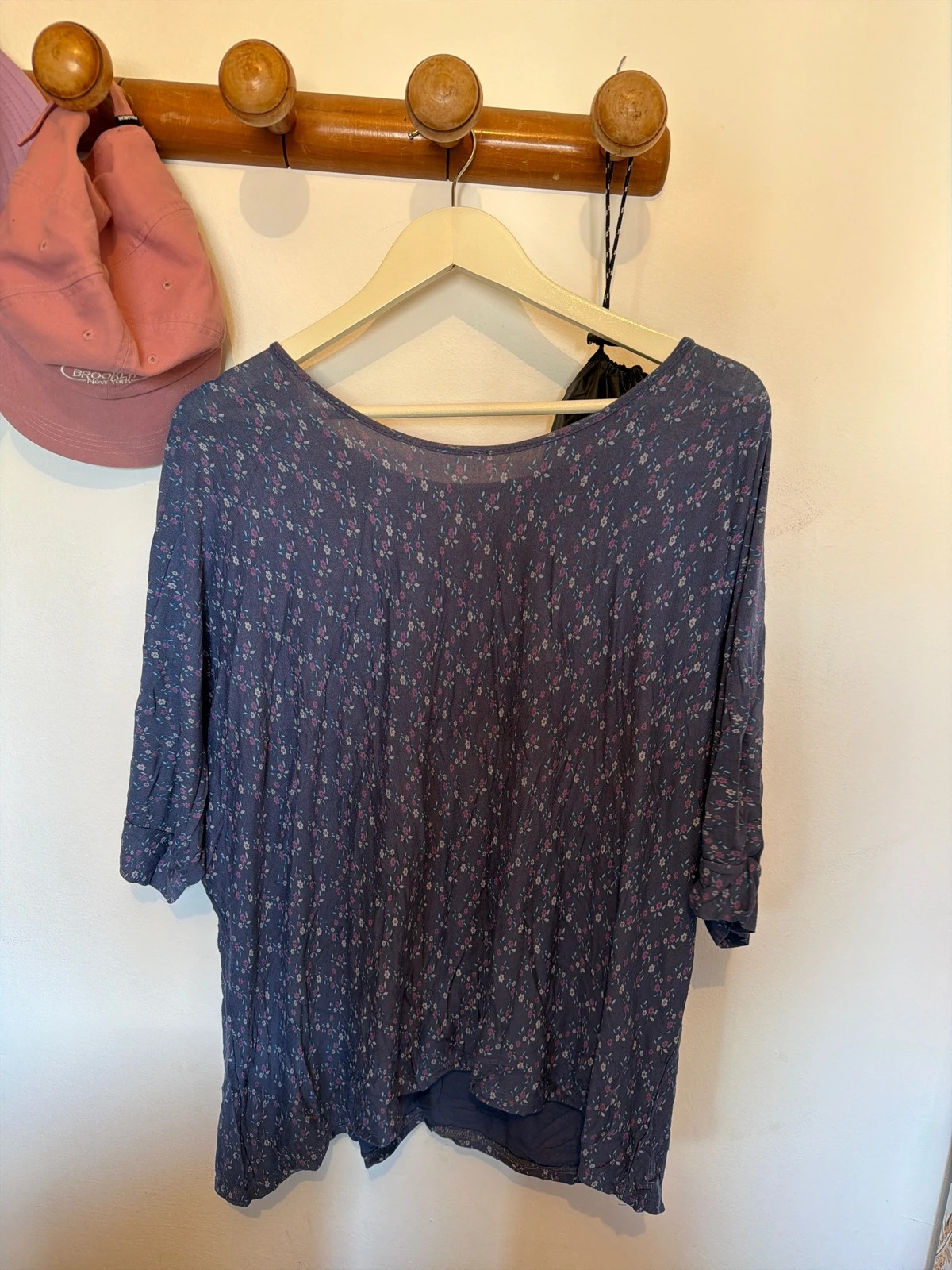 Camiseta / Blusa Flores Talla Grande 3XL - Manga Francesa y Cuello Barco – Local – taille XXXL / 46 / 18 3