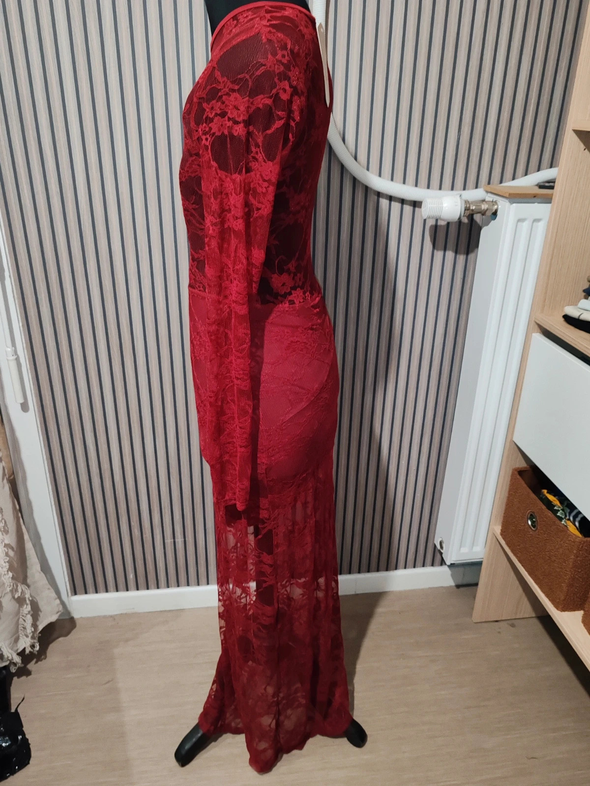 Robe longue dentelle rouge – M-Made in Italy – taille Taille unique 5