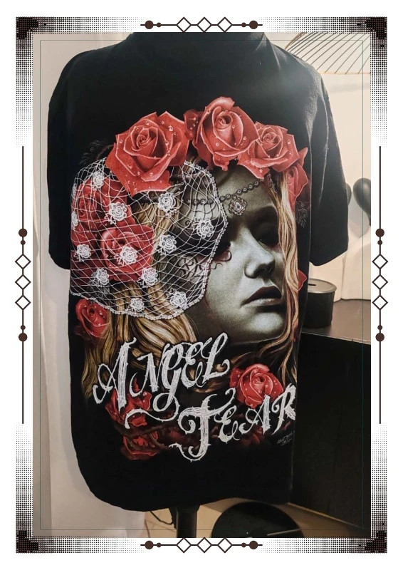 Angel Fear Rock Chang Chemise Glow In The Dark T-shirt 3D Biker Tee Femmes Rouge – Rock Angel – taille L / 40 / 12