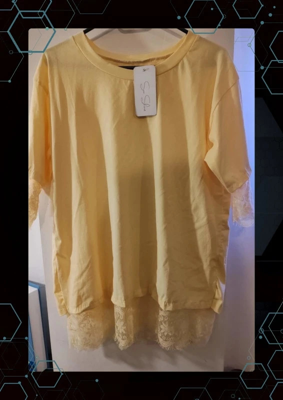T-shirt dentelle jaune sun shine – Sunshine – taille Taille unique 2